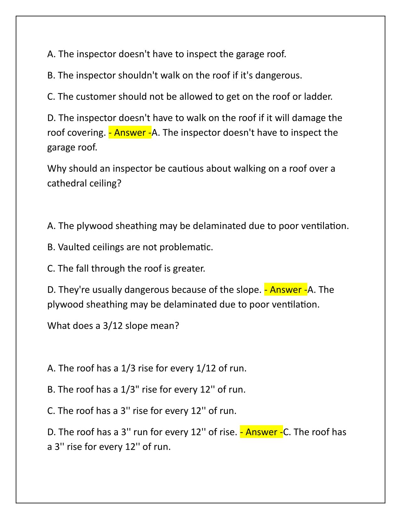 The Roof Inspection: AHIT Correctly Answered Latest Update