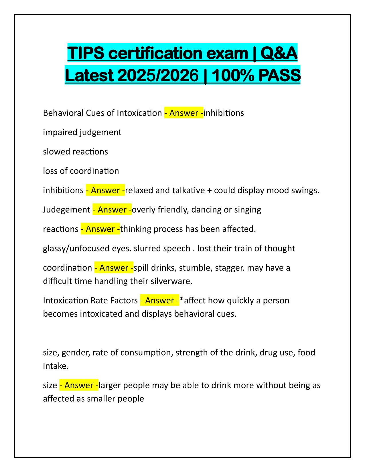 TIPS certification exam Q&A Latest Update 2025-2026