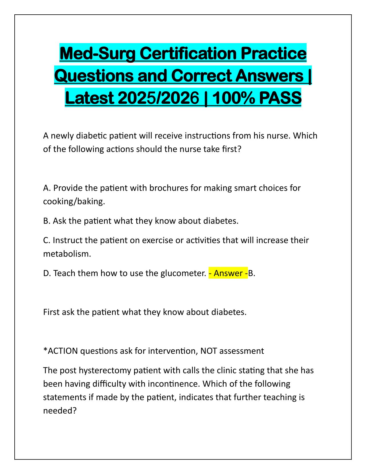 Bundle for CMSRN-Certified Medical-Surgical Registered Nurse Q&A Latest Update 2025-2026