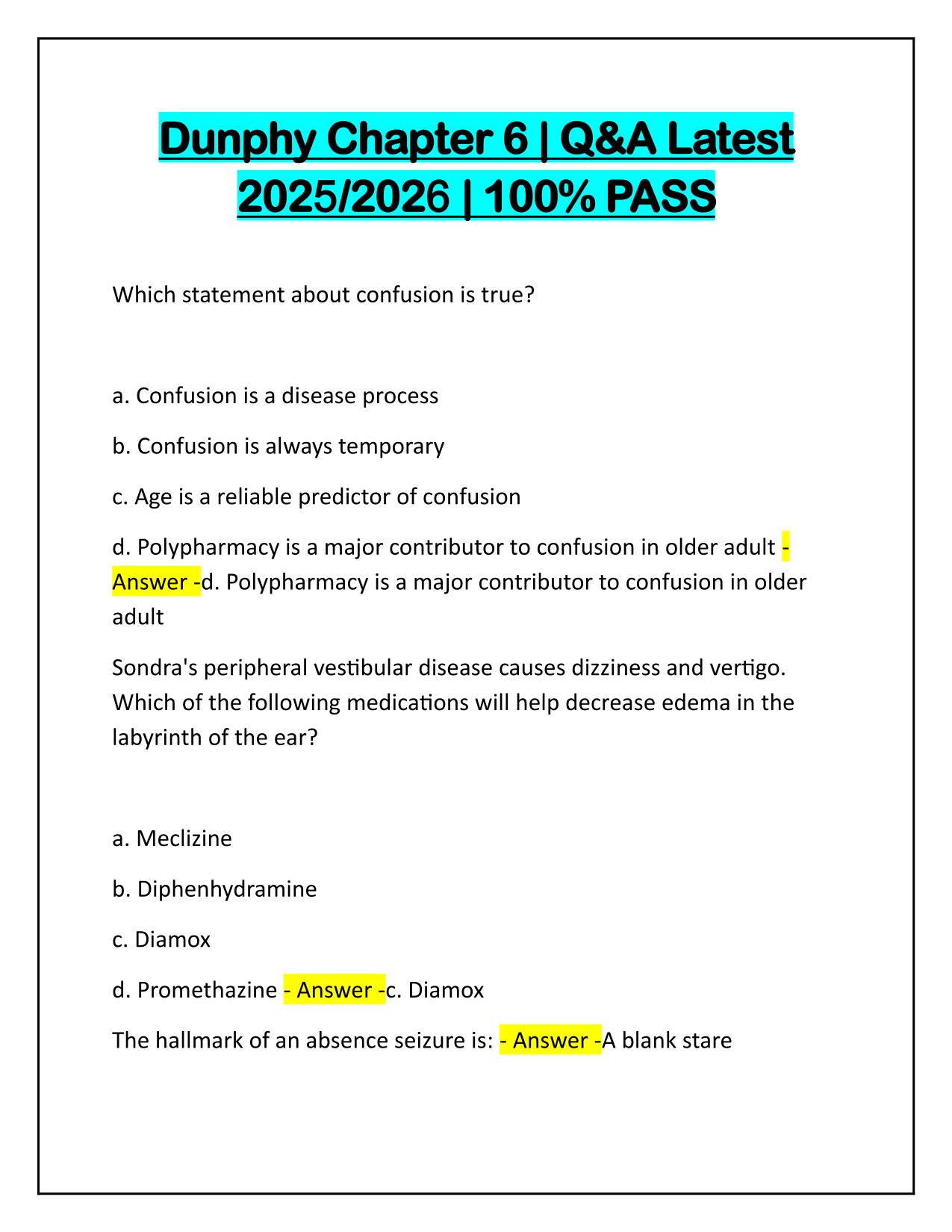 Dunphy Chapter 6 Questions and Answers