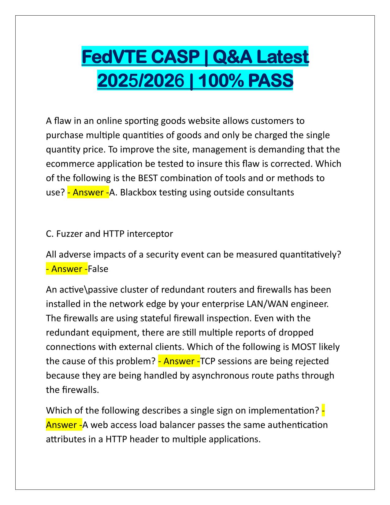 FedVTE CASP Q&A Latest Update