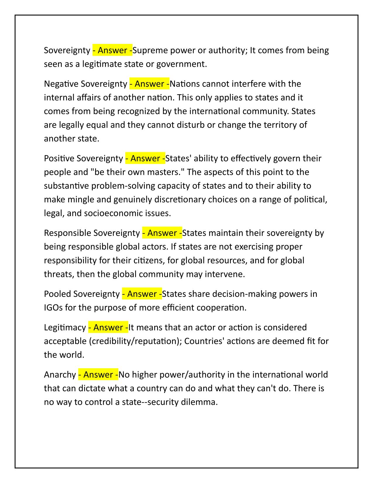 Global Politics IB HL Paper 1 Correctly Answered Latest Update
