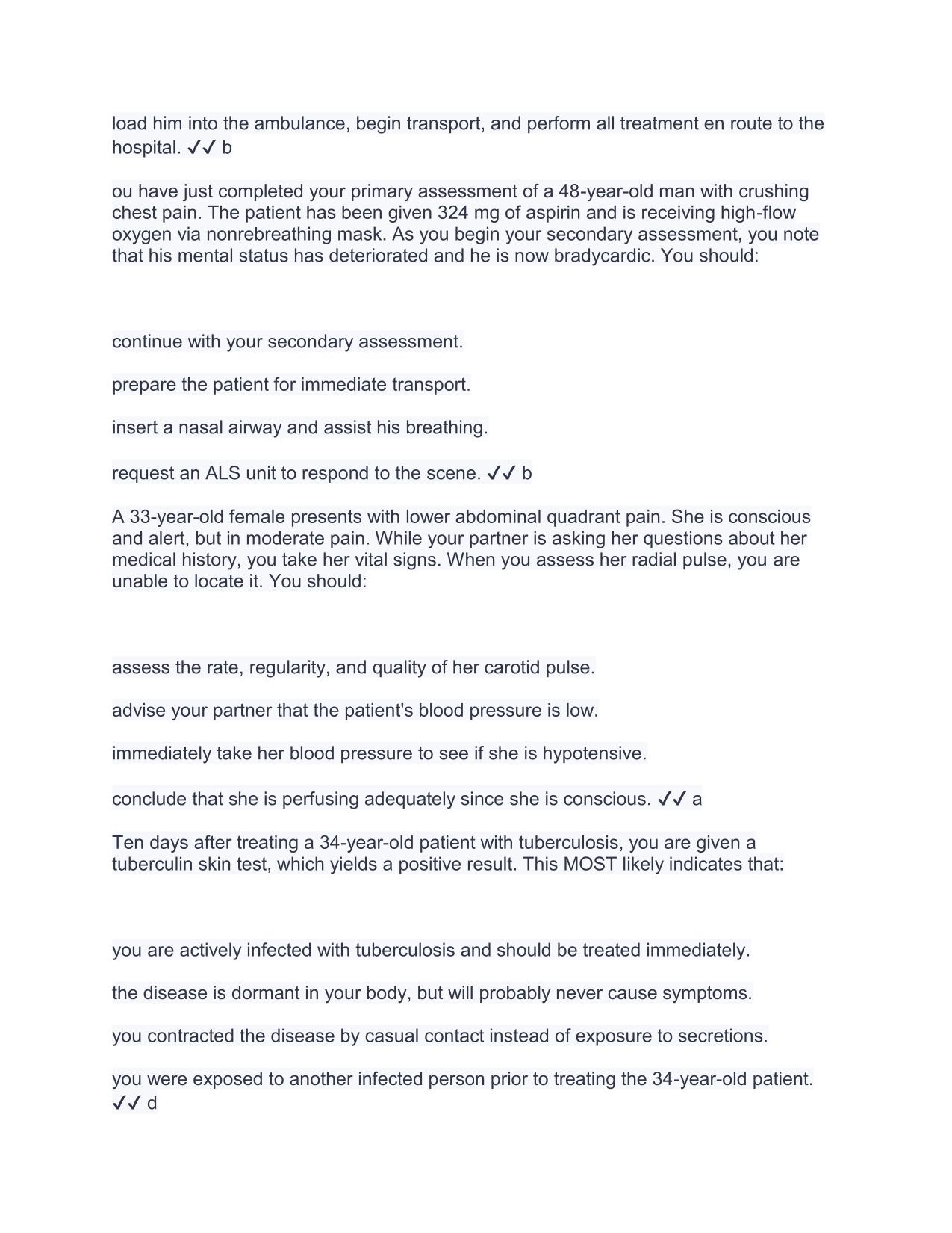 EMT FISDAP READINESS EXAM 4 Questions and Answers (2025/2026) (Verified Answers) PDF Download