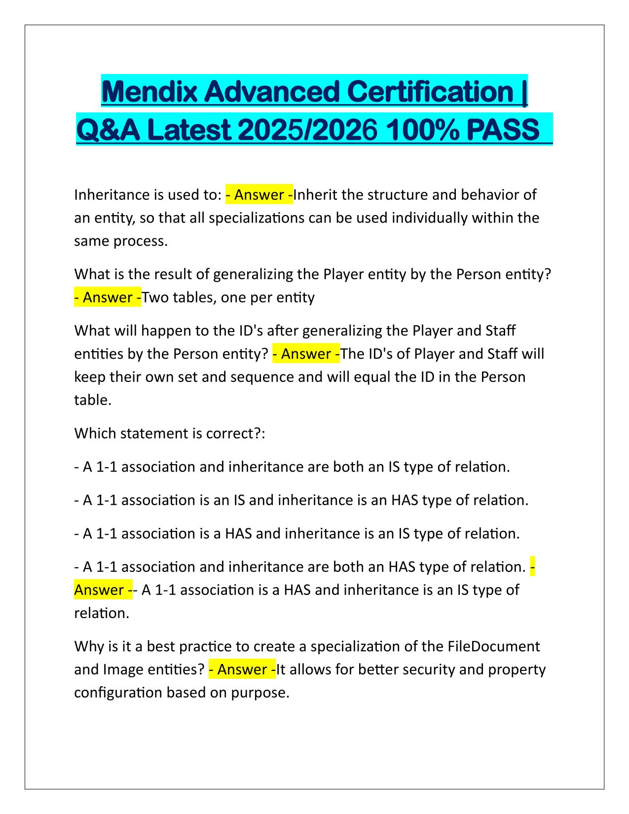 Mendix Advanced Certification Q&A Latest Update