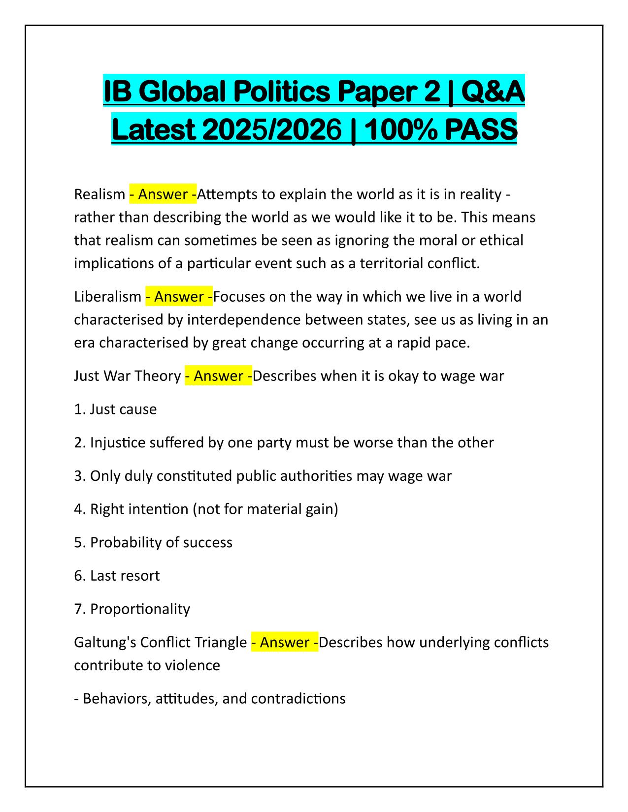 IB Global Politics Paper 2 Q&A Latest Update