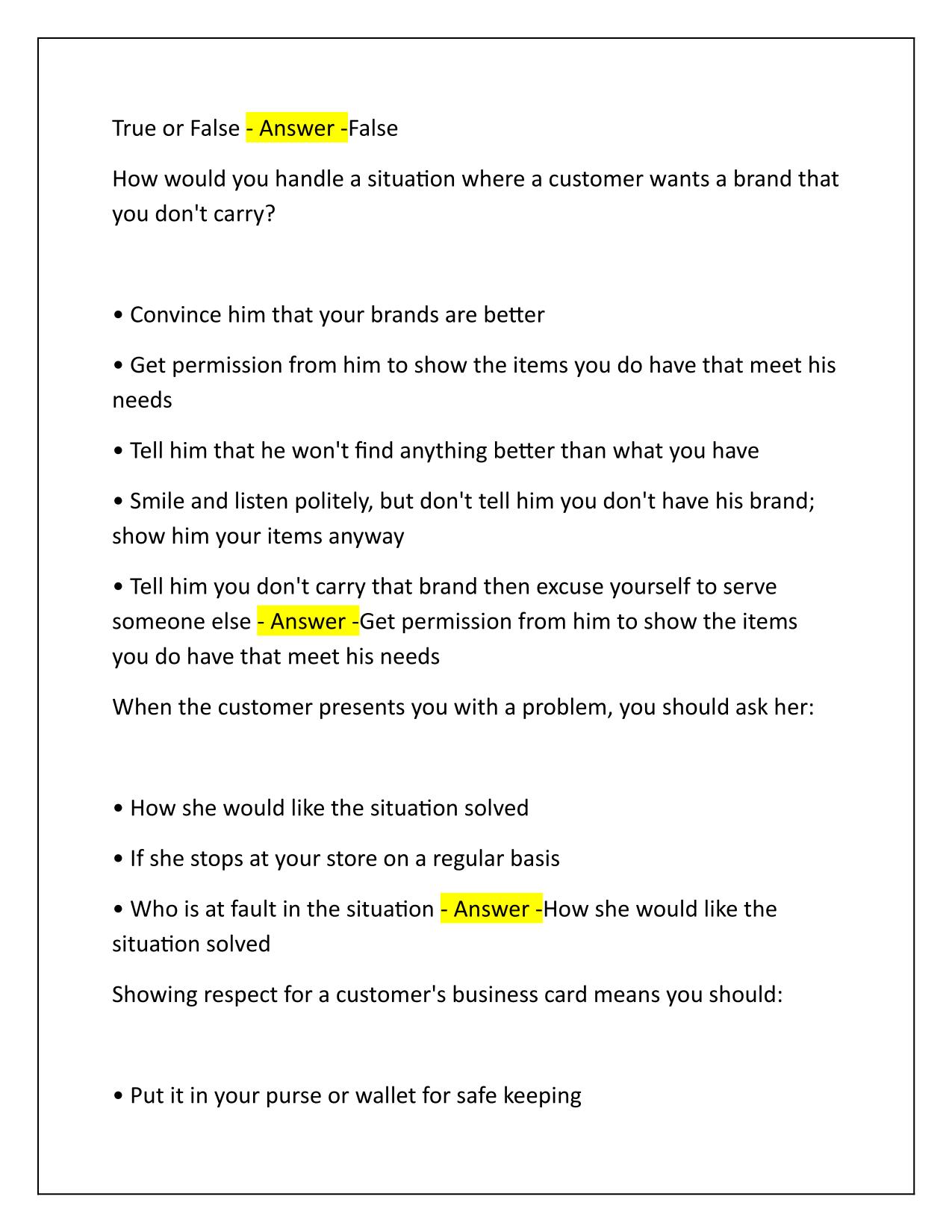 NRF Customer service exam study guide Q&A Latest Update 2025