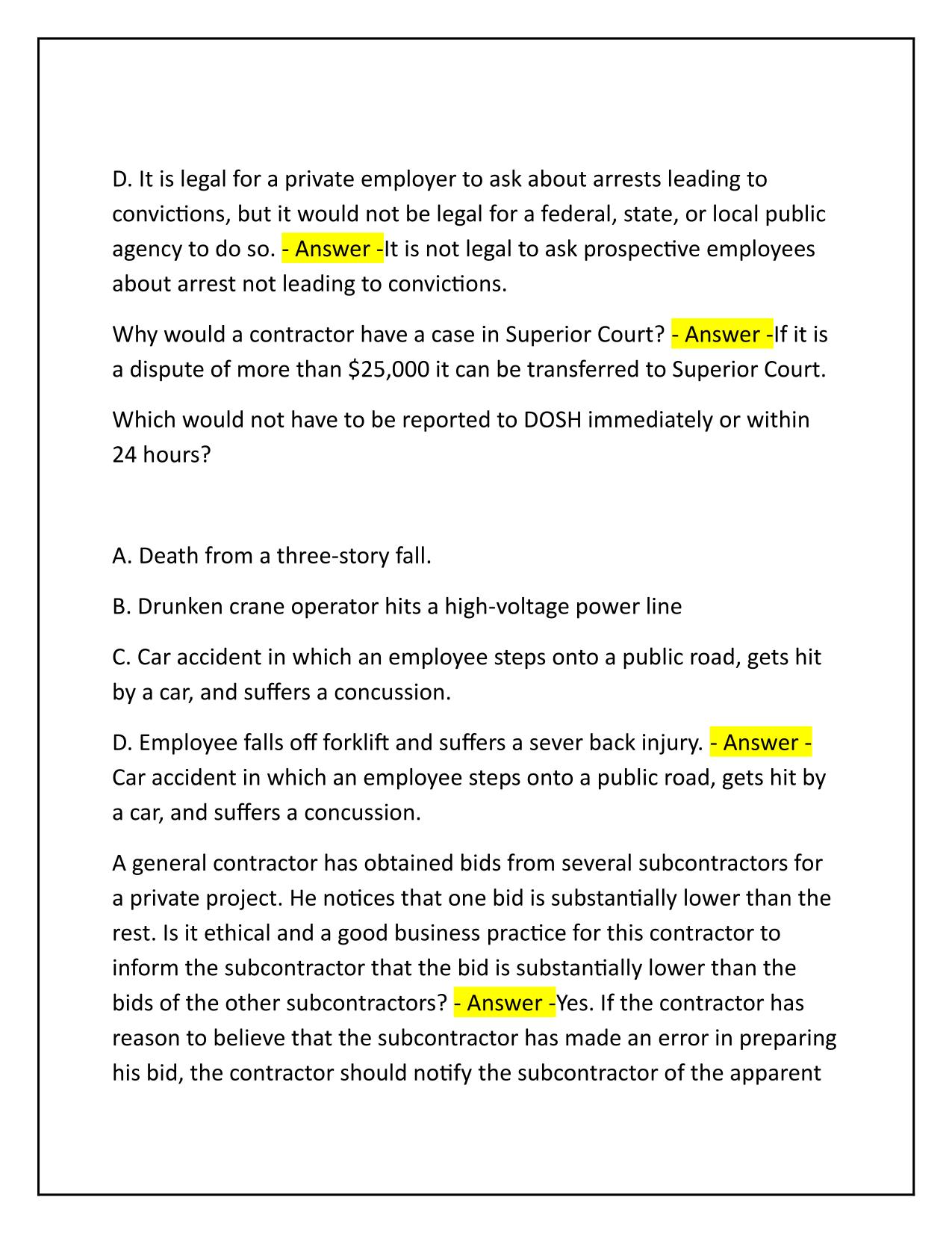 CSLB CONTRACTOR'S LAW & BUSINESS EXAM | Latest Update | 100% PASS
