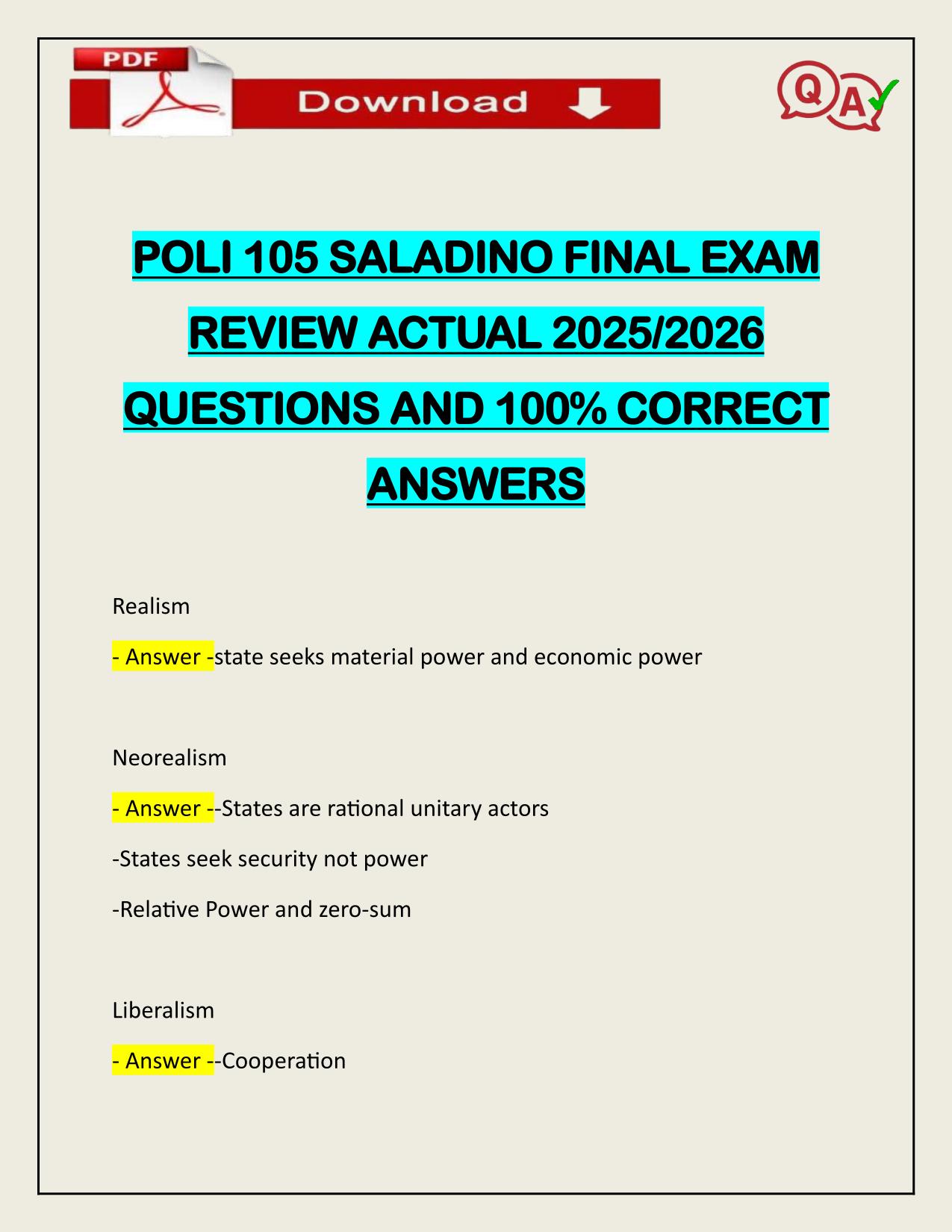 POLI 105 SALADINO FINAL EXAM REVIEW ACTUAL 2025/2026