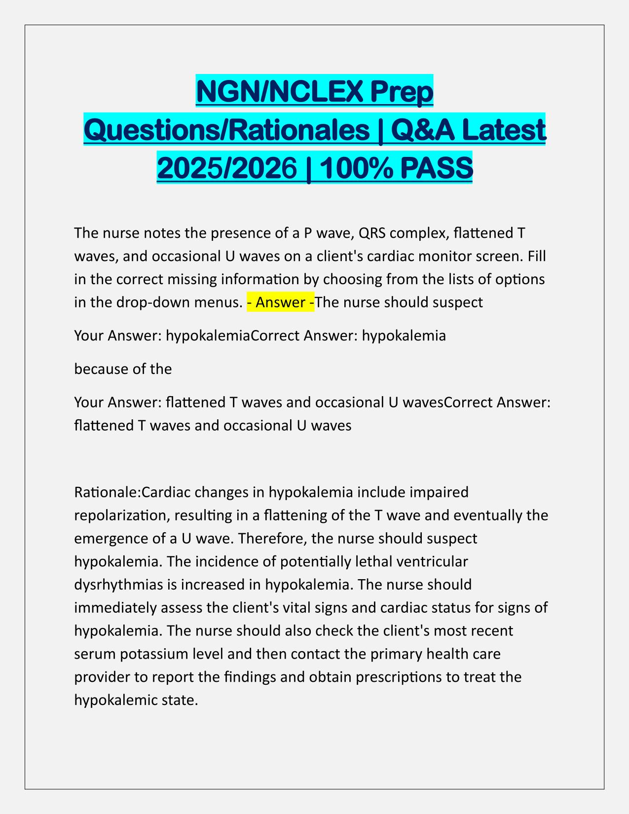 NGN-NCLEX Prep Questions-Rationales EXAM Q&A Latest Update
