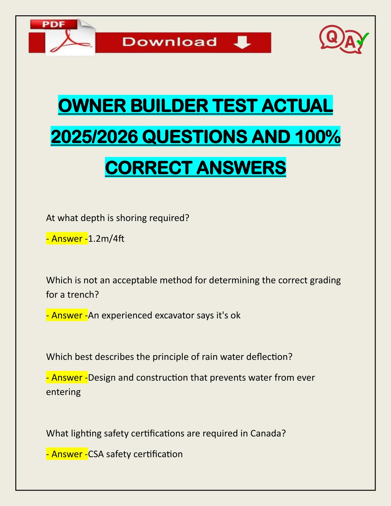 BUNDLE FOR OWNER BUILDER EXAMS LATEST UPDATE