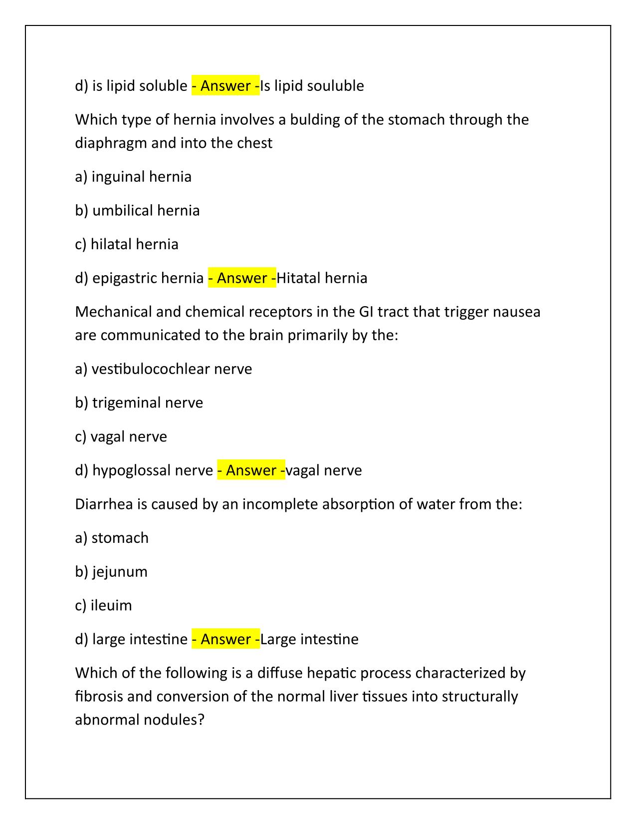 NSG5003 Gastrointestional Exam Questions and Correct Answers Latest