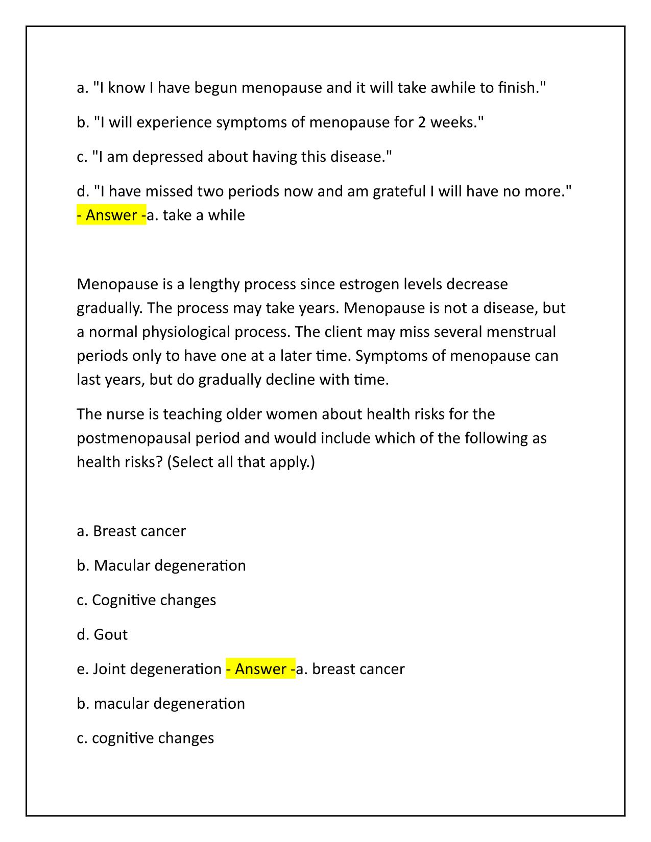 Menopause Q&A Latest Update 2025