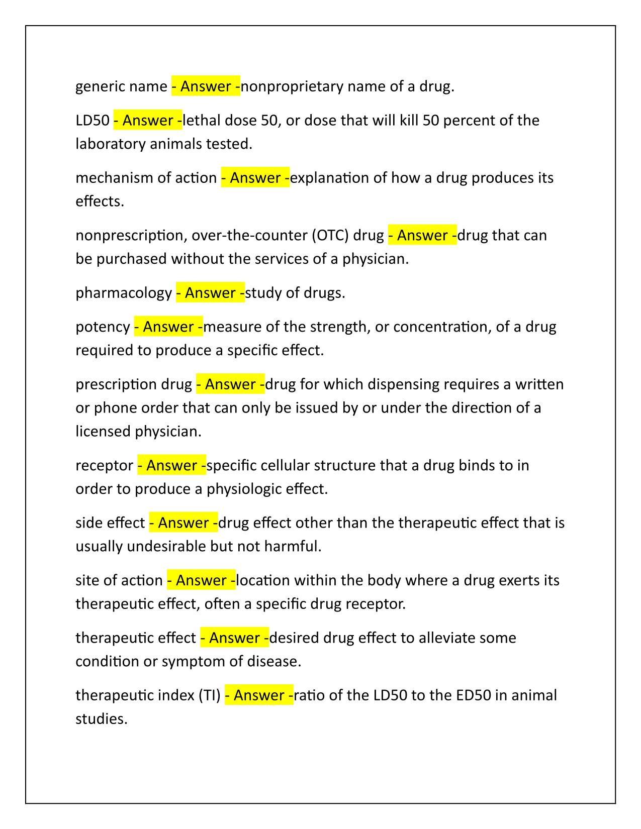 Pharmacology 1 – Straighterline Questions and verified Answers 2025-2026