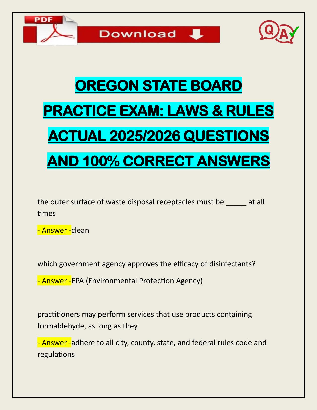 BUNDLE FOR OREGON REAL ESTATE PSI EXAMS ACTUAL 2025/2026 Q&A 100% PASS