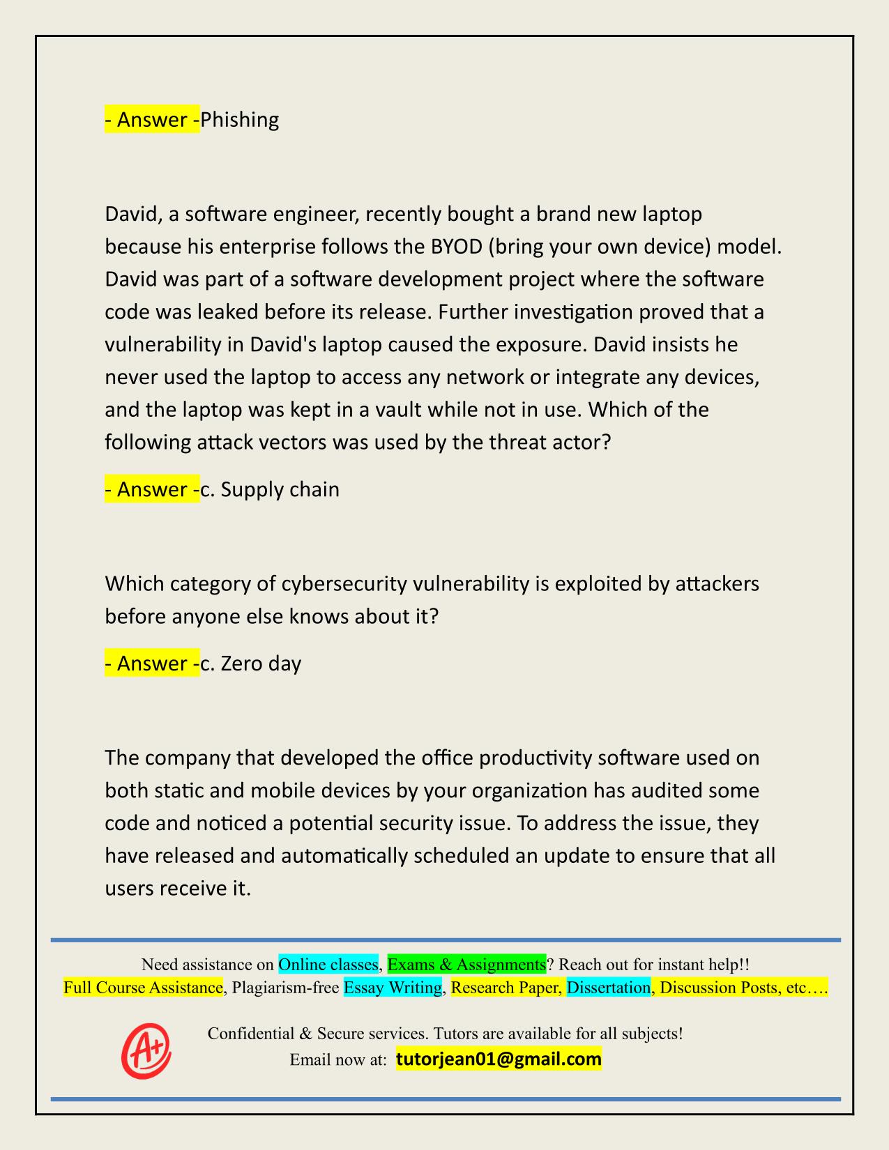 QUIZ COMPTIA SECURITY+ SYO- 601 POST-ASSESSMENT QUIZ ACTUAL 2025/2026
