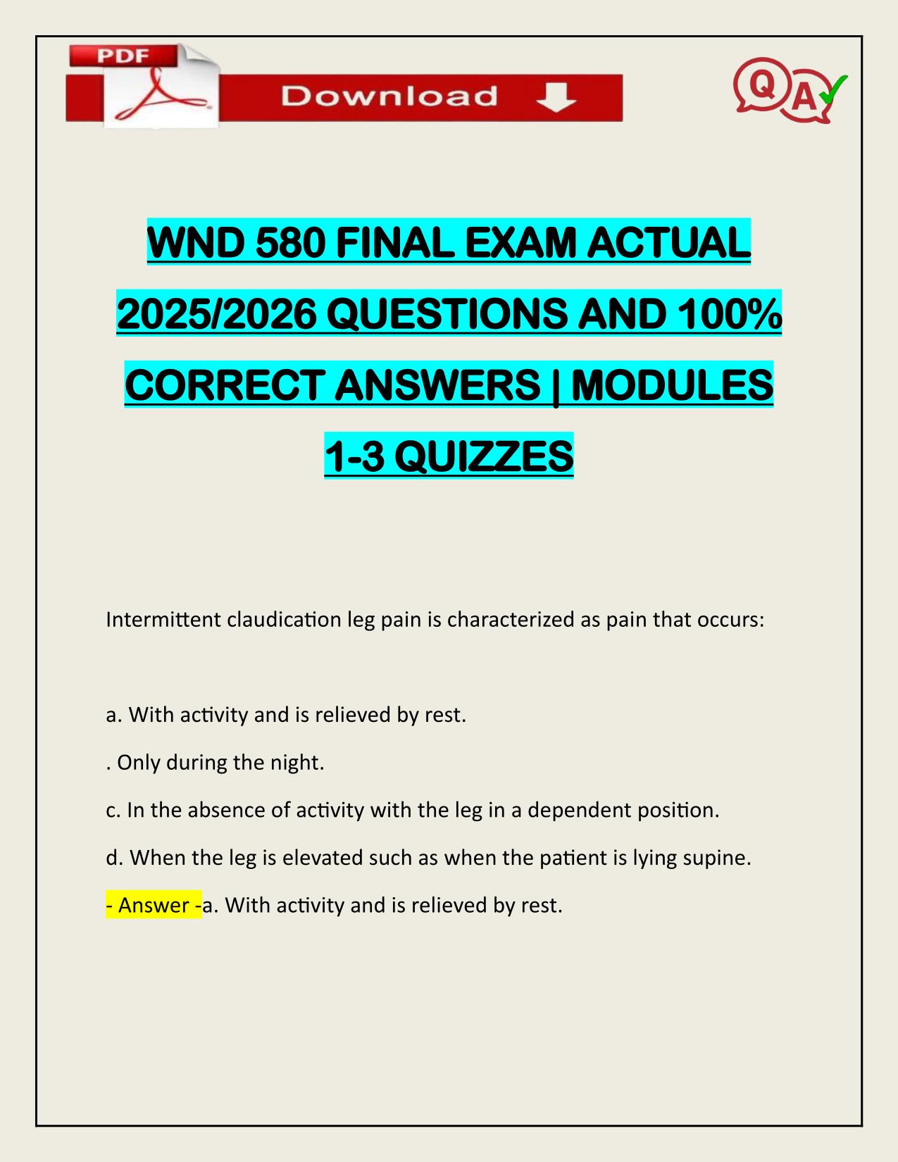 WND 580 FINAL EXAM ACTUAL 2025/2026 UPDATED