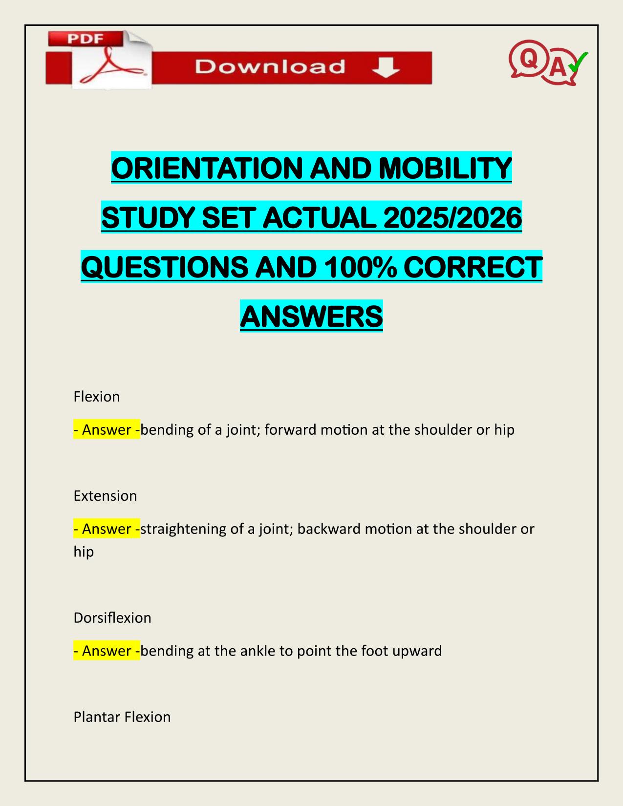 BUNDLE FOR ORIENTATION AND MOBILITY EXAMS ACTUAL 2025/2026