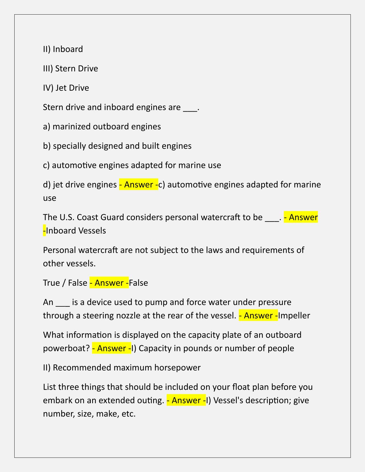 Boating Test (60+ Questions and Correct Answers) Latest Update