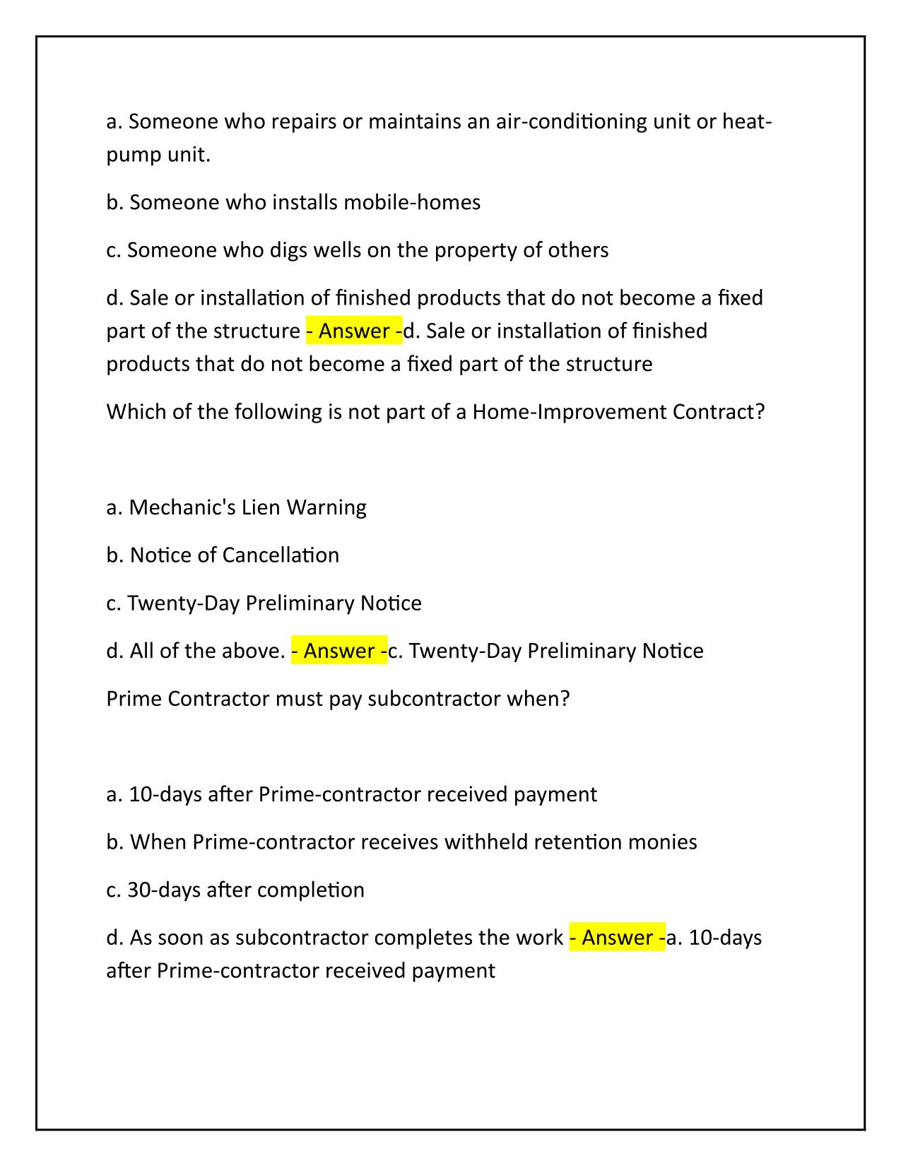 CSLB Practice Test | Q&A Latest | 100% PASS