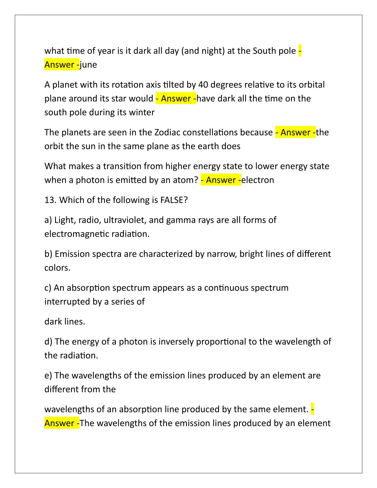 Astro 1 Final Exam Q&A Latest Update