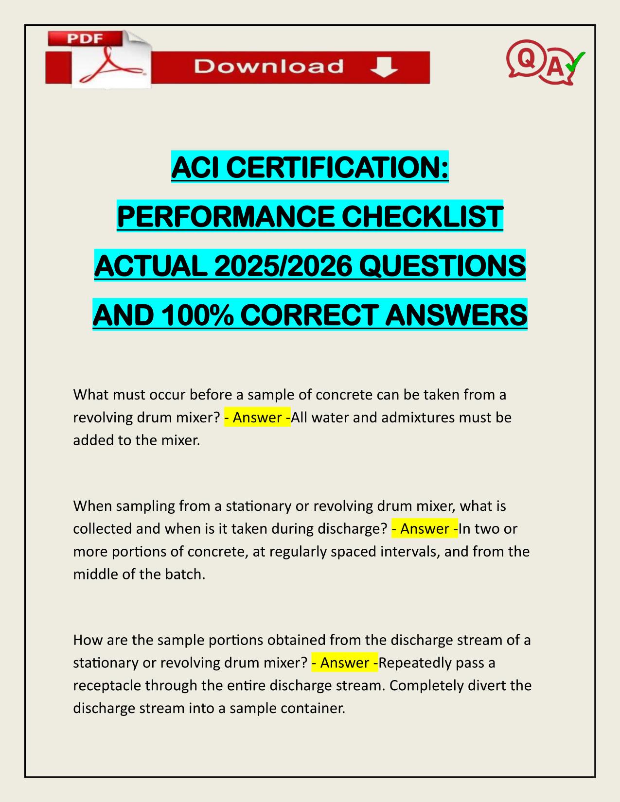 PACKAGE DEAL FOR ACI CONCRETE EXAMS ACTUAL 2025/2026