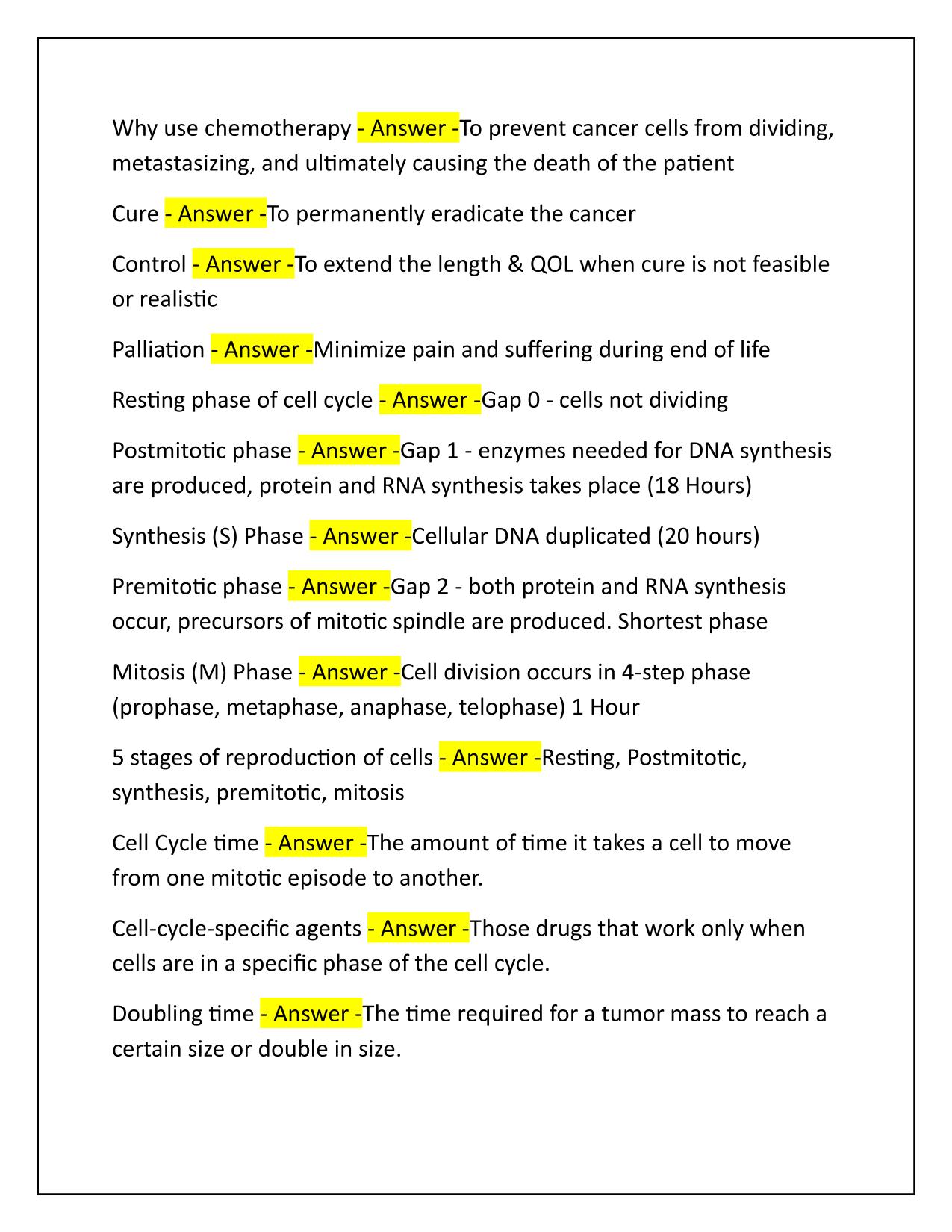 APHON Principles of Chemo and Biotherapy Exam Q&A Latest