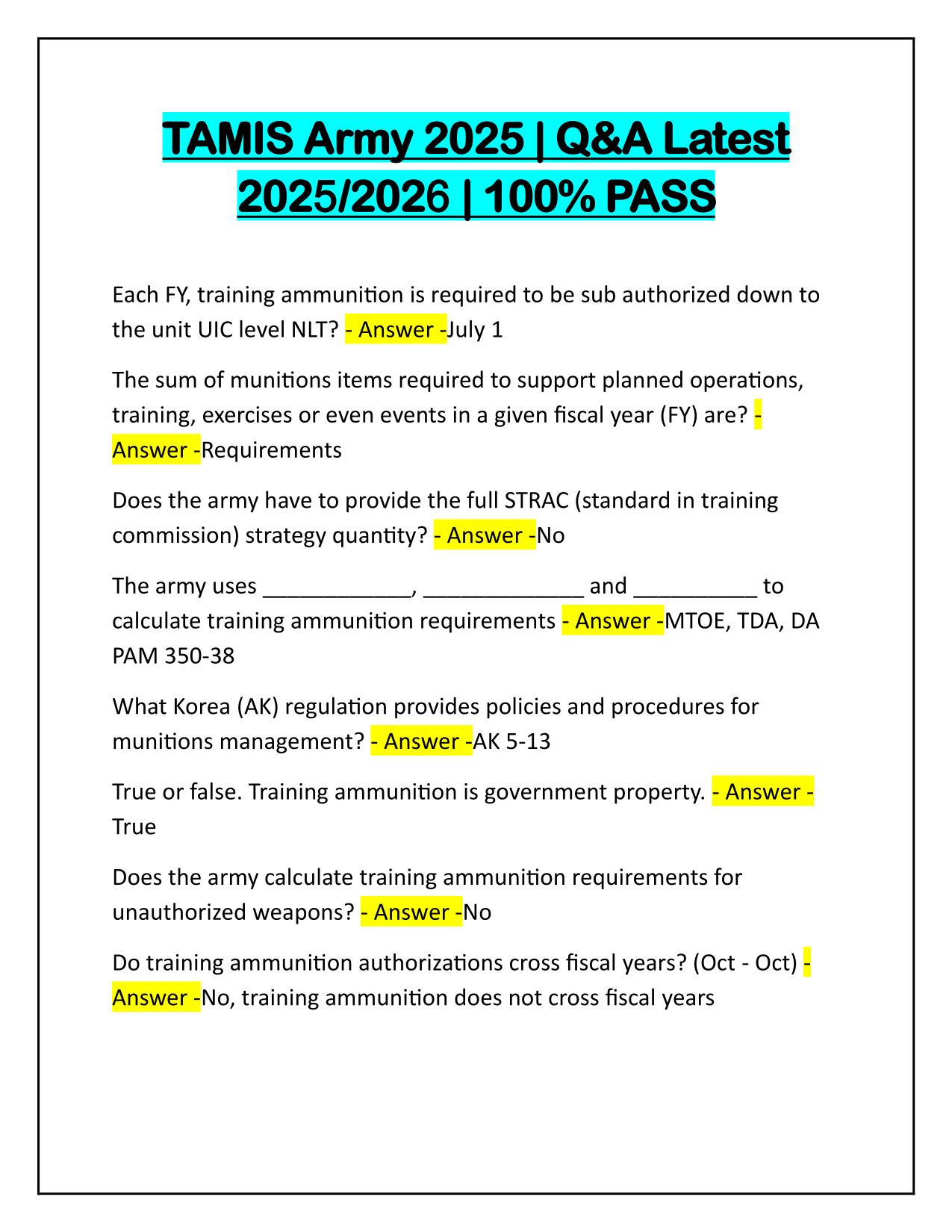 Package Deal for TAMIS Certification Tests Q&A Latest Update 2025-2026