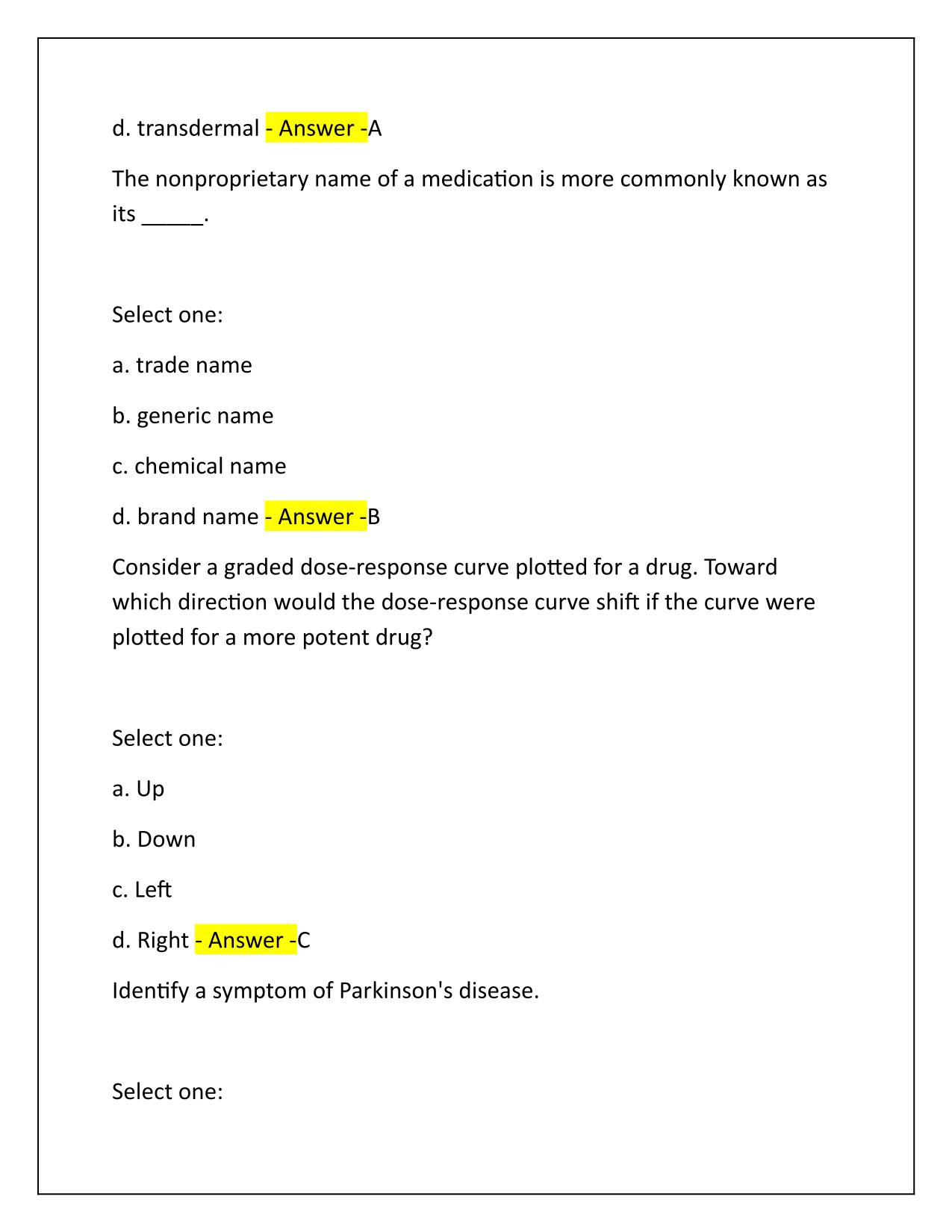 Straighterline Pharmacology Quiz 1 Q&A Latest Update 2025