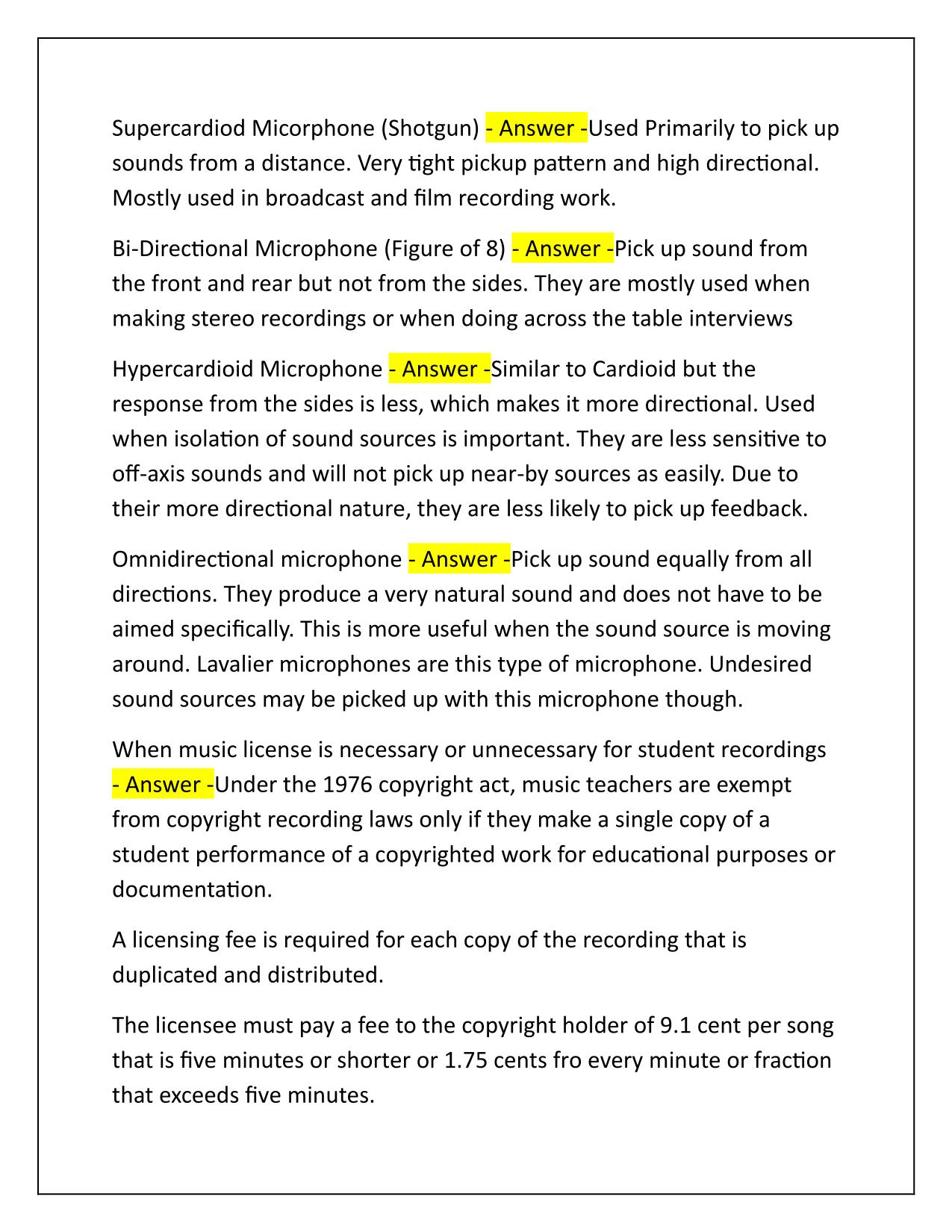 Music Content Praxis (5113) Technology Exam Correctly Answered Latest