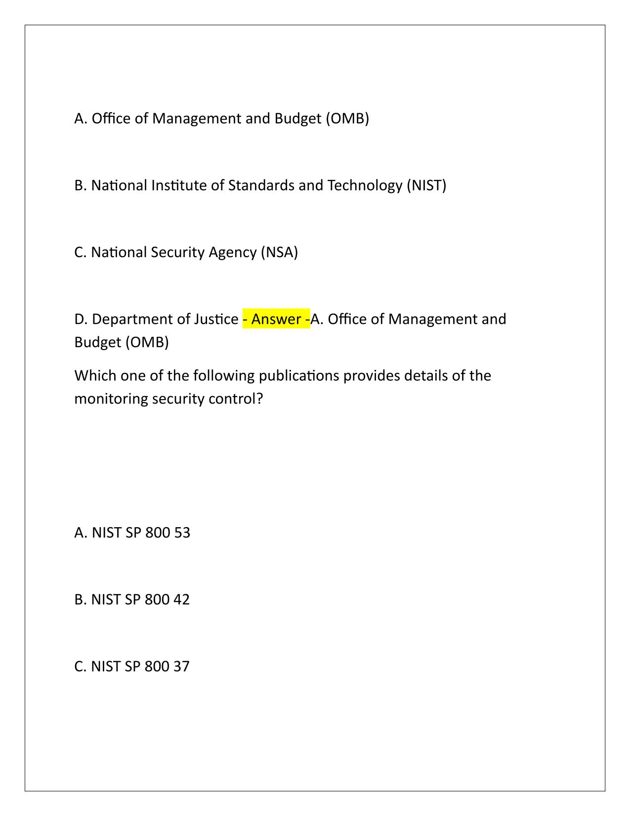 FedVTE CAP Q&A Latest Update 2025