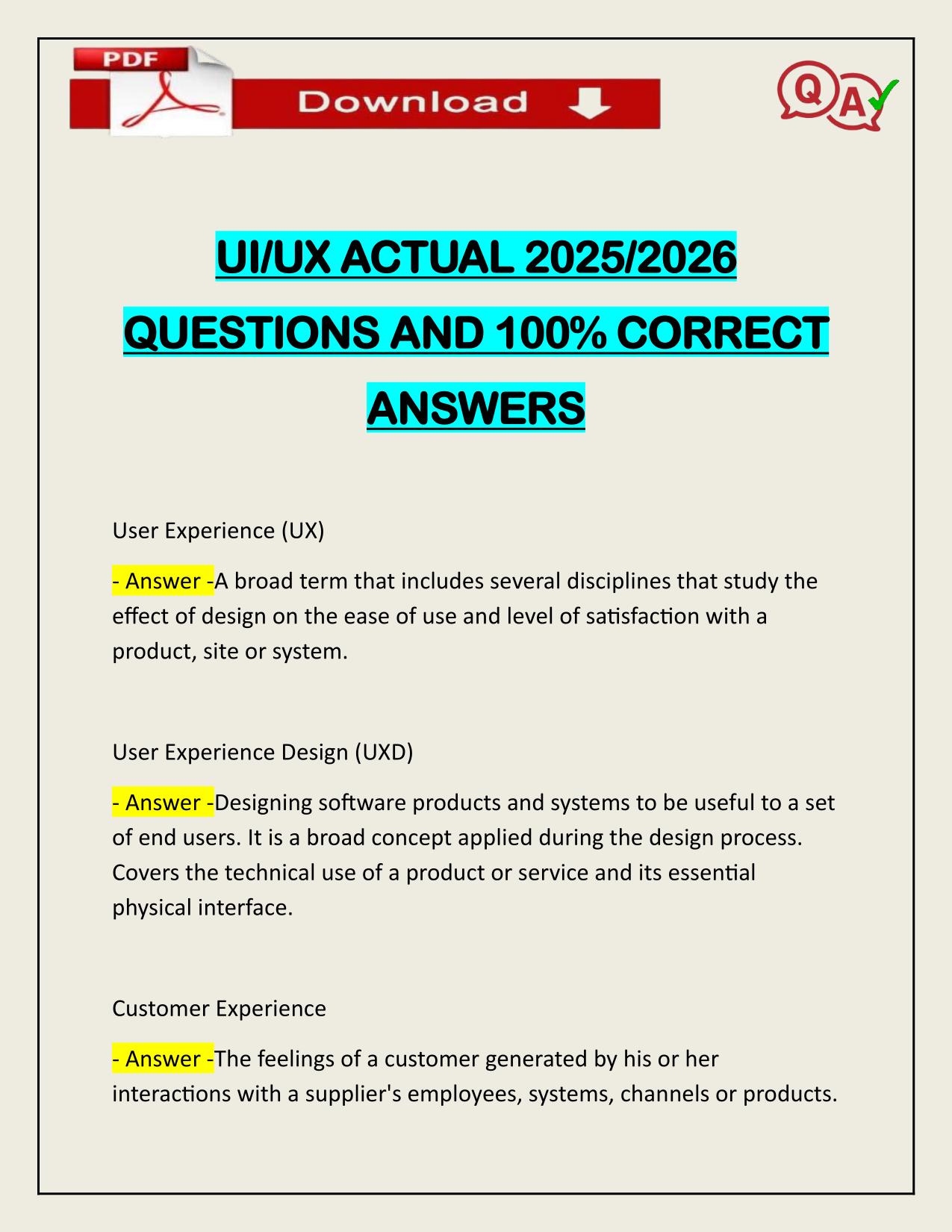 UI/UX ACTUAL 2025/2026 WITH VERIFIED ANSWERS