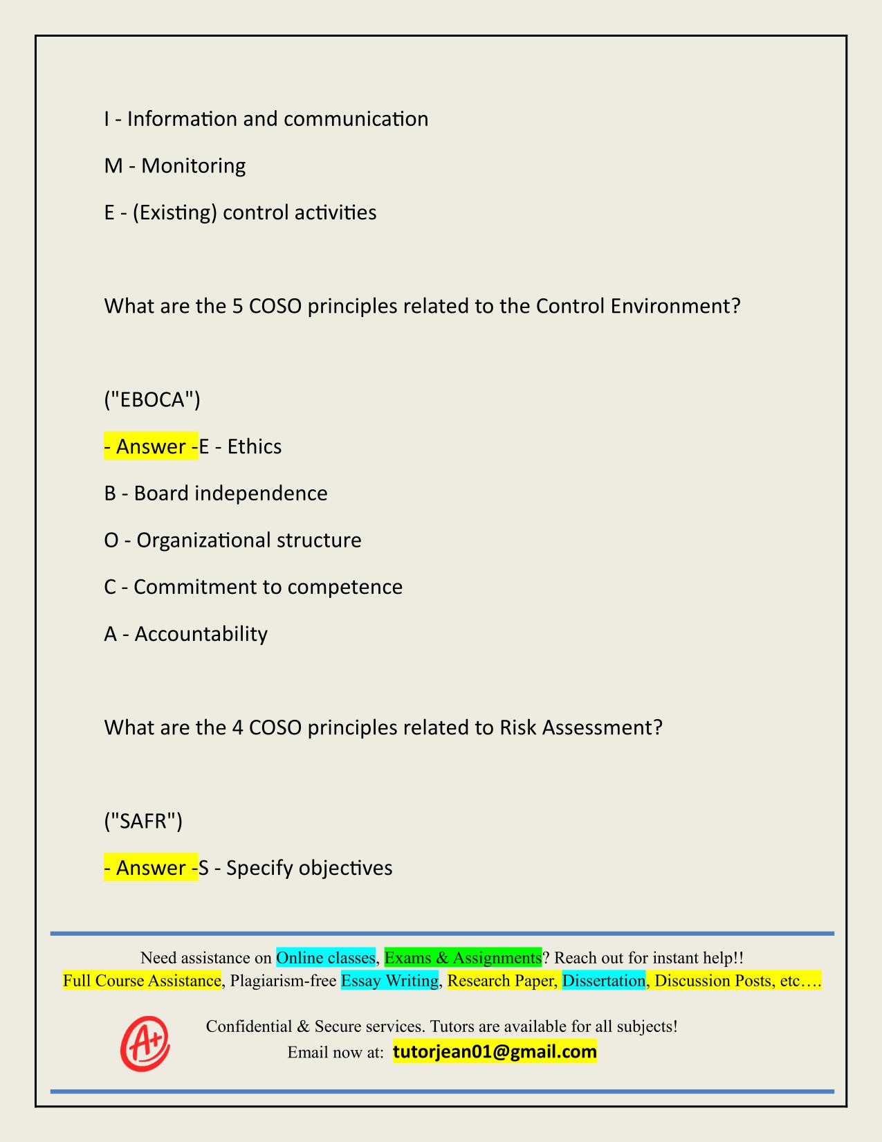 BEC COSO AND ERM ACTUAL 2025/2026 CORRECTLY ANSWERED