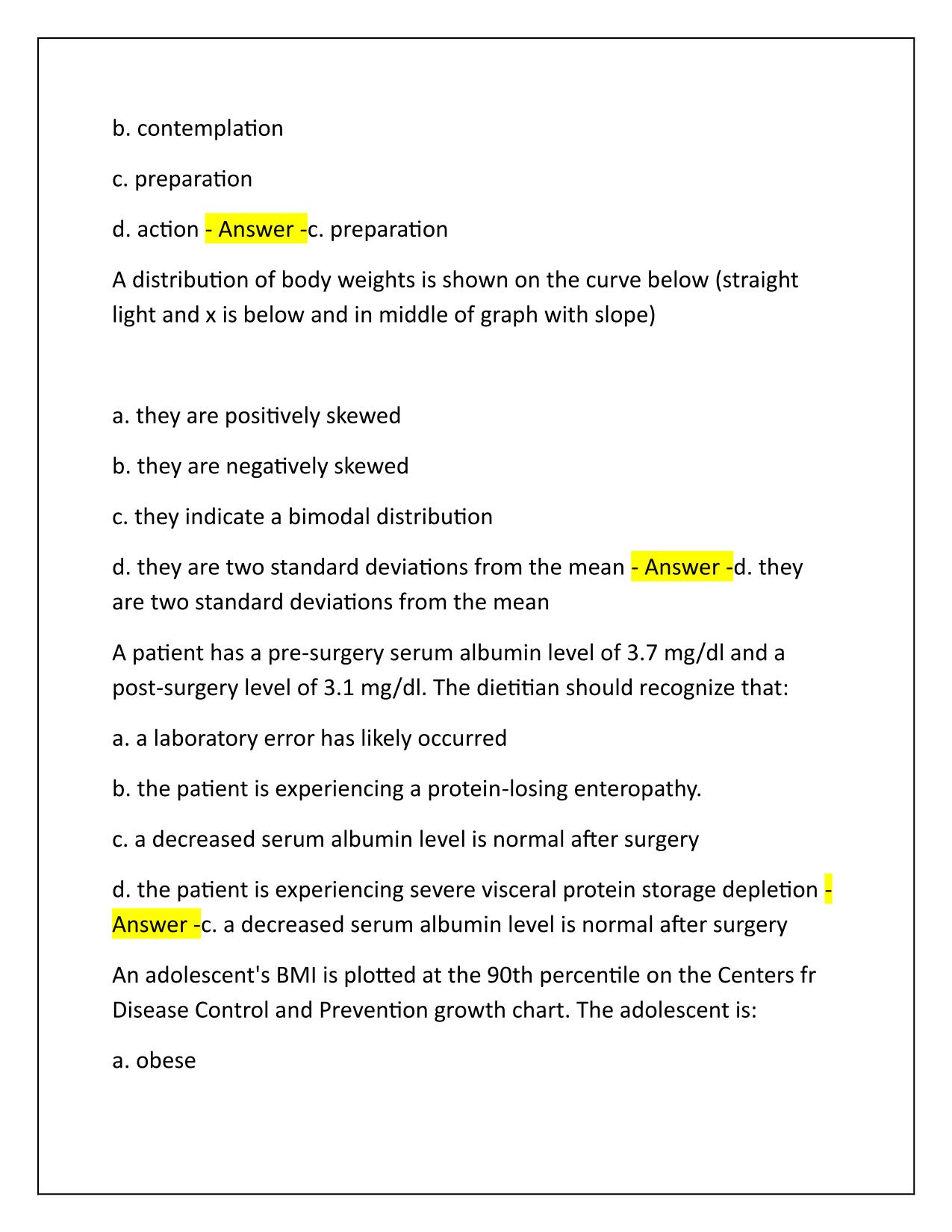 CDR RD Study Guide Questions and Correct Answers Latest Update