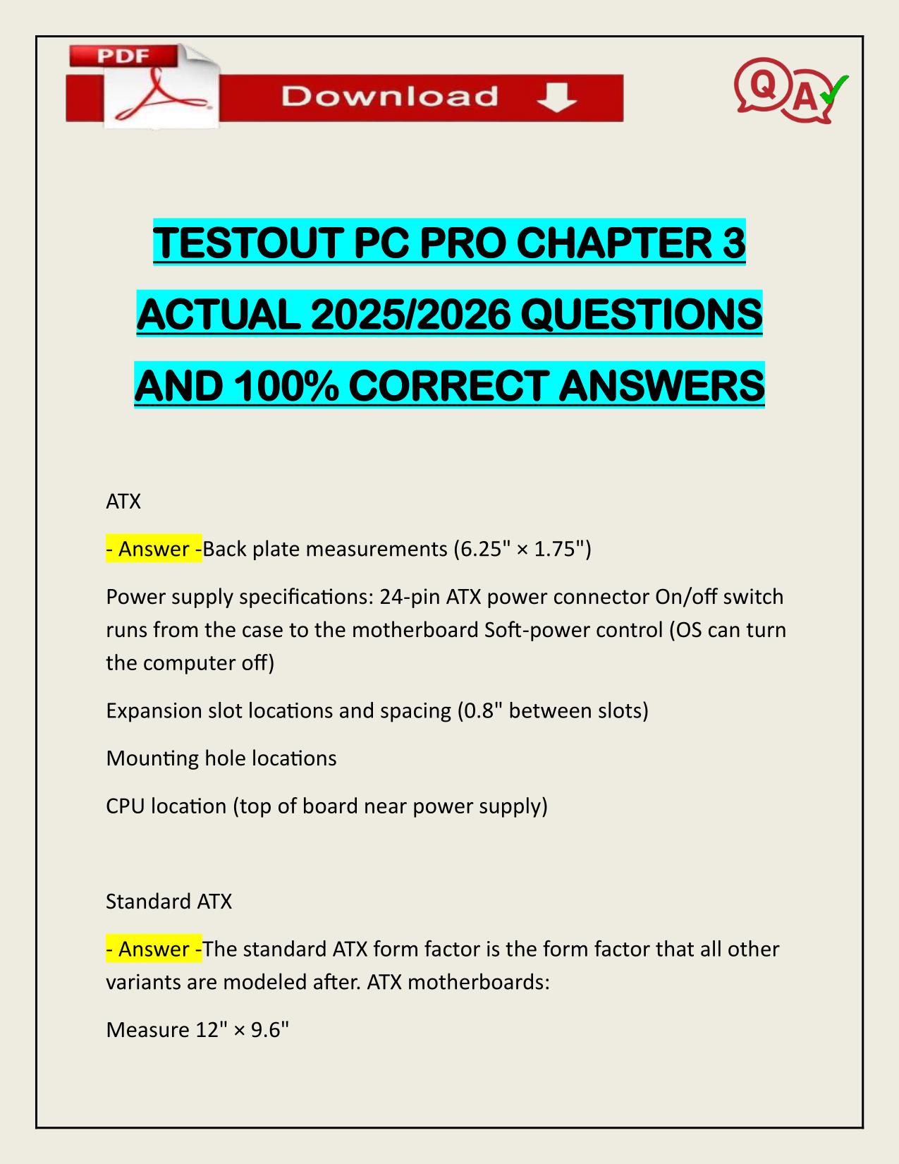 TESTOUT PC PRO CHAPTER 3 ACTUAL 2025/2026 LATEST UPDATE