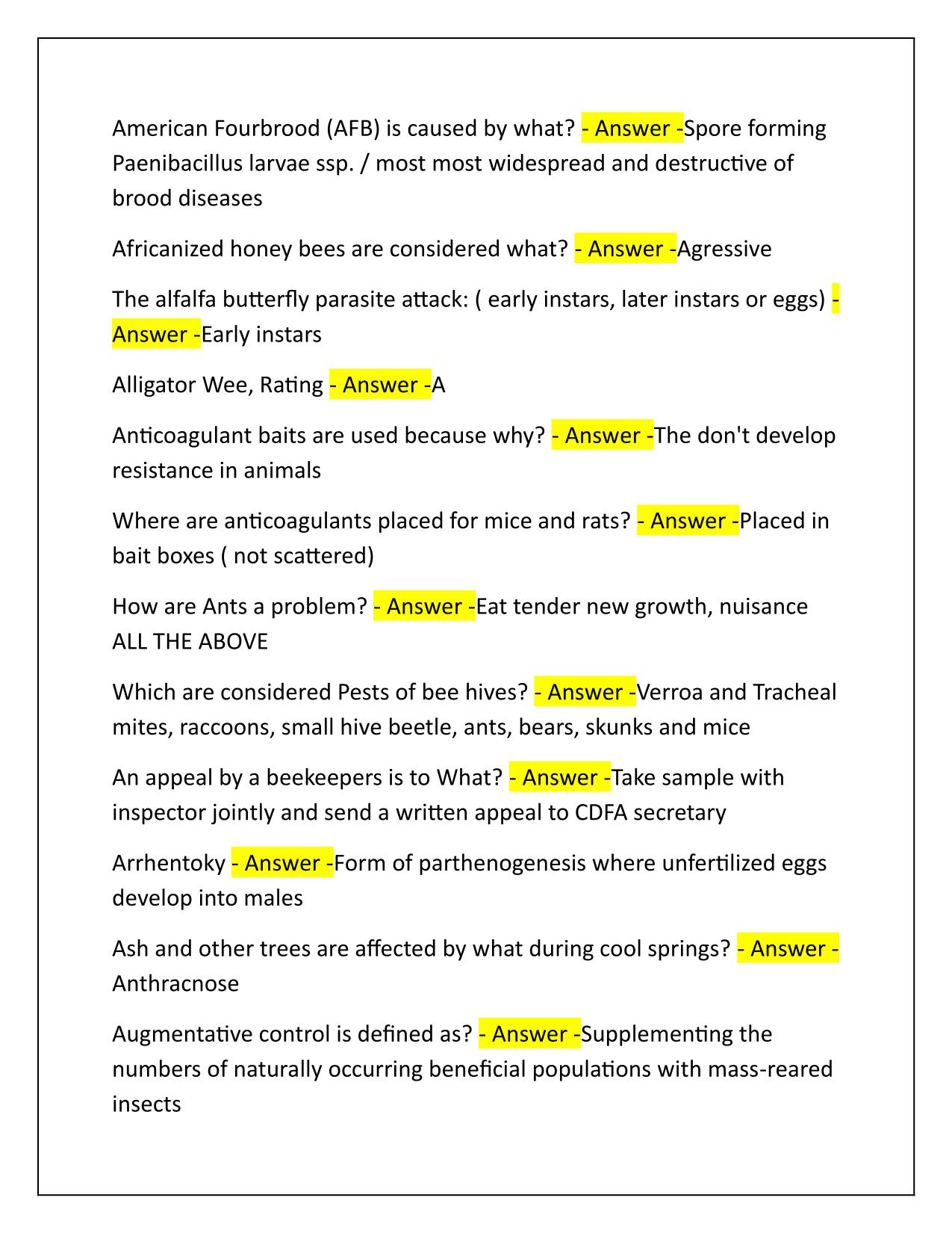 CDFA IPM Exam (Revised) Q&A Latest Update 2025