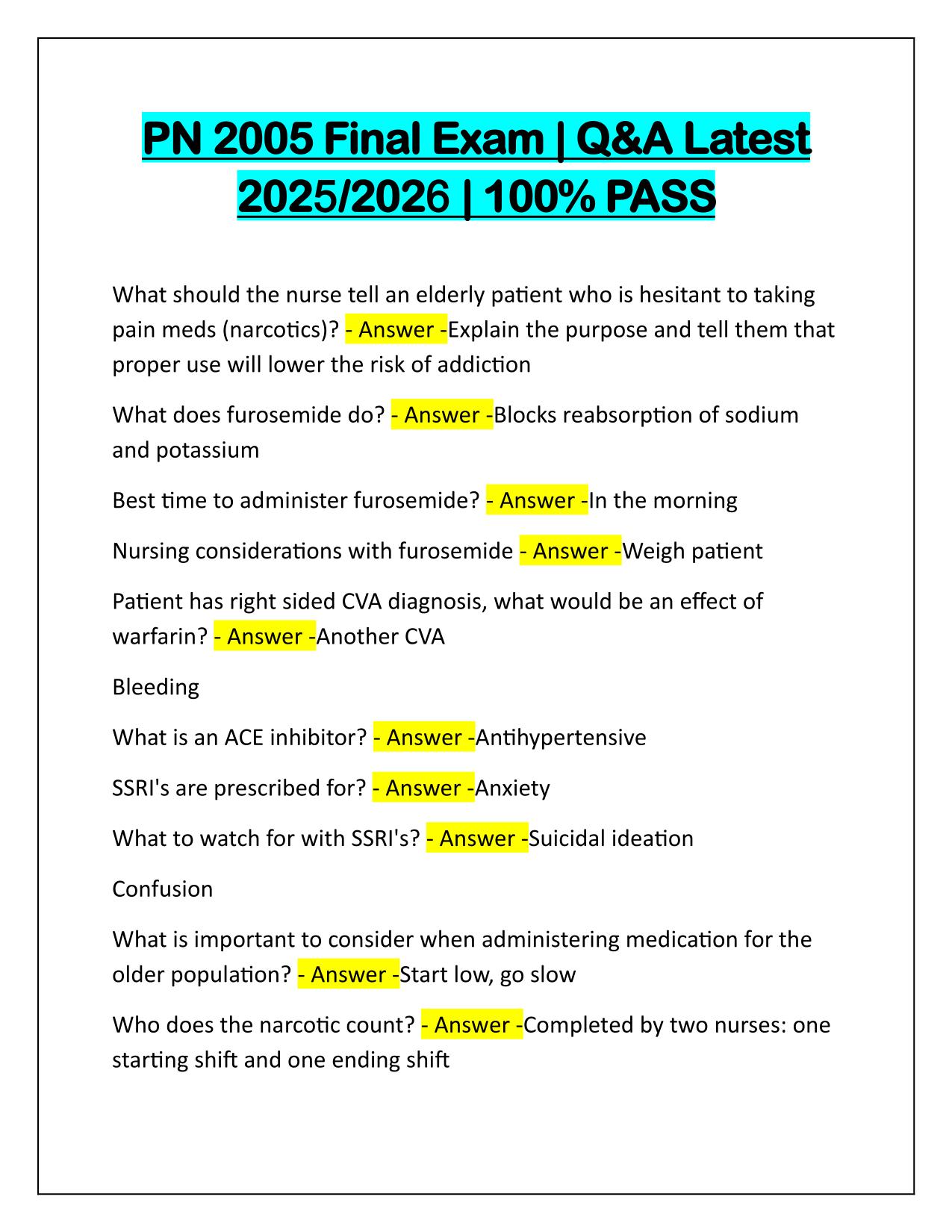PN 2005 Final Exam Q&A Latest Update