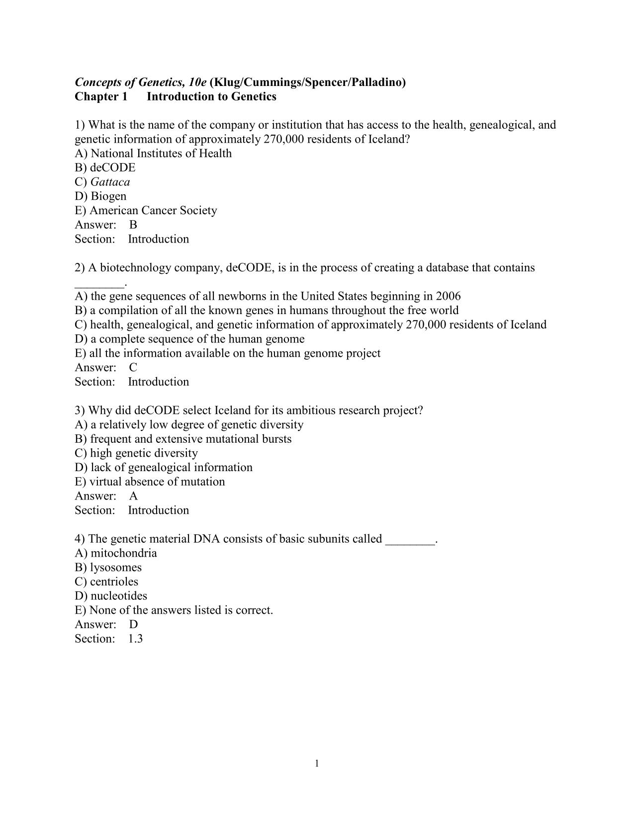 TEST BANK for Concepts of Genetics, 10th Edition by Klug, Cummings, Spencer, Palladino. ISBN: 9780134898414