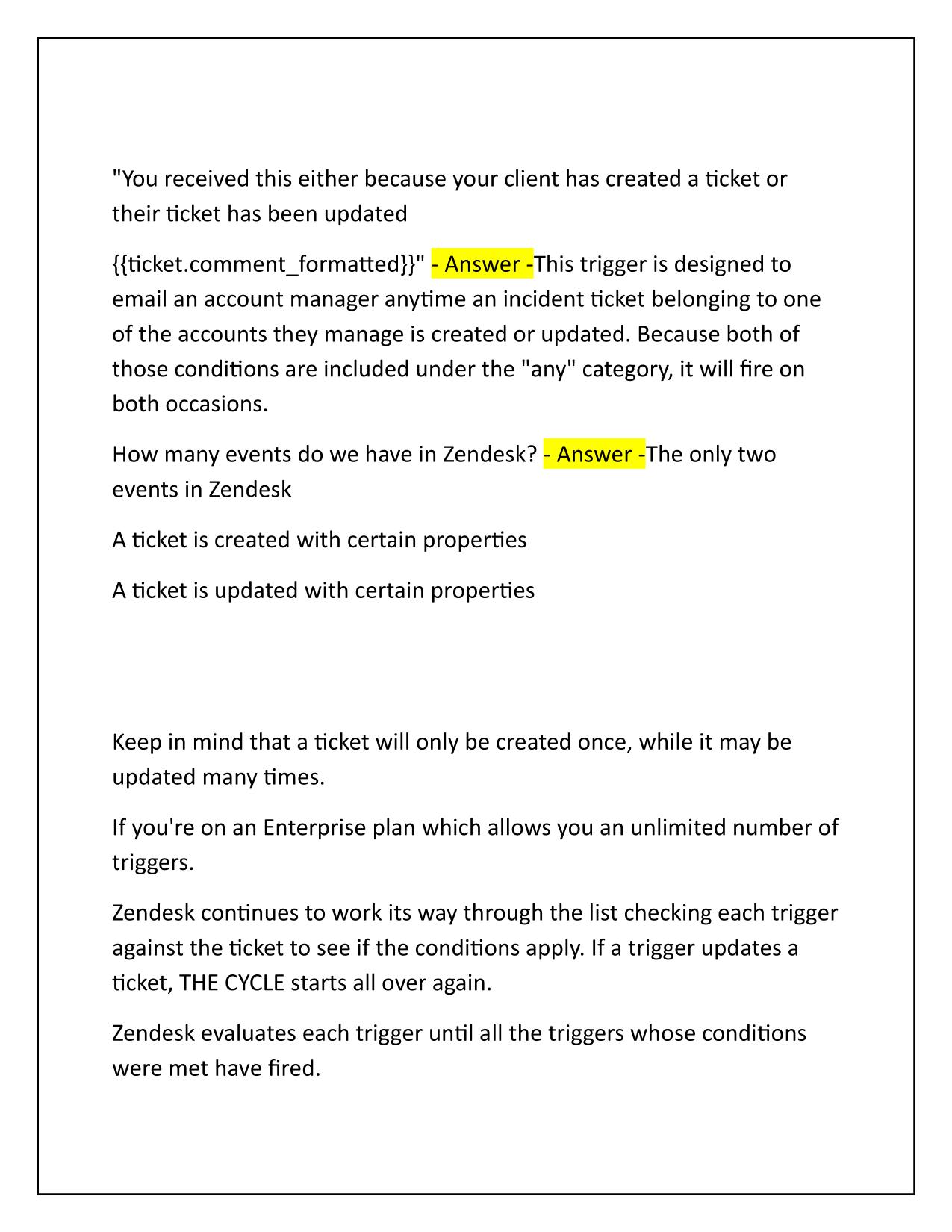 Zendesk Admin Exam Prep Section 2 Automated Business Rules Q&A Latest