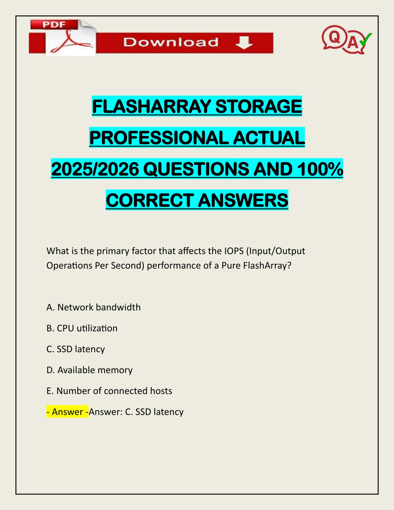 FLASHARRAY STORAGE PROFESSIONAL ACTUAL 2025/2026 QUESTIONS AND 100% CORRECT ANSWERS