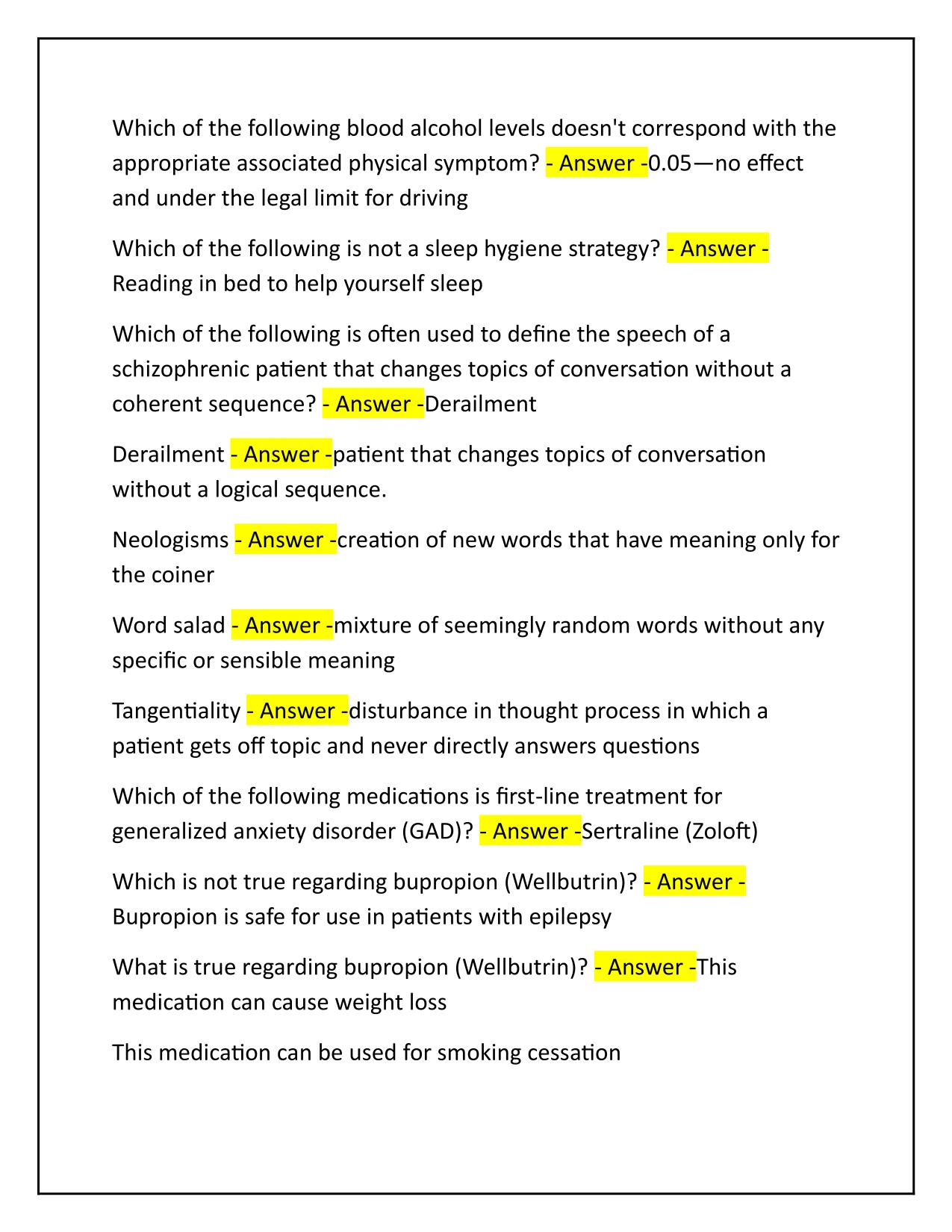 Dunphy Mental Health Exam Correctly Answered Latest Update