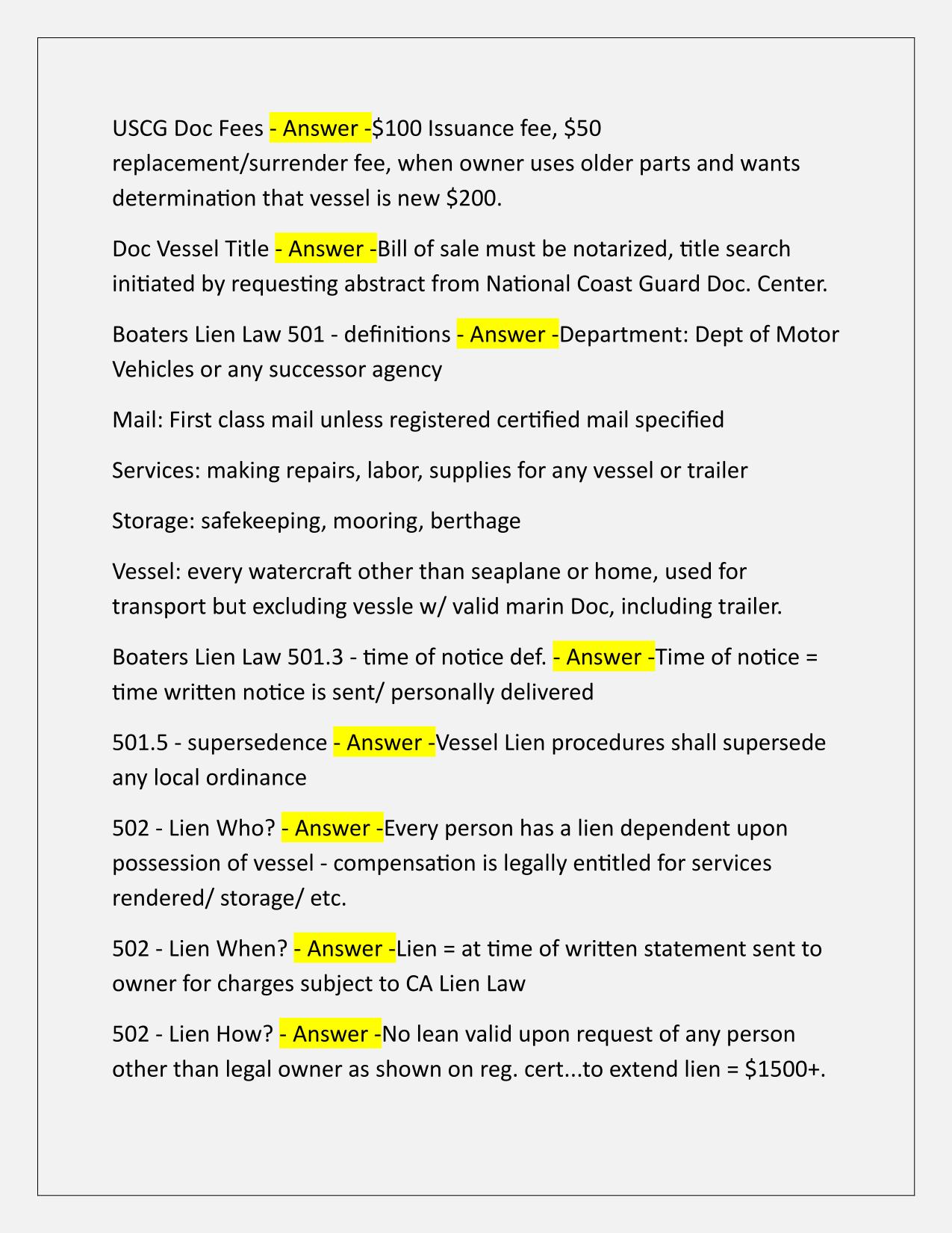 California Yacht and Ship Licensing Study Material Q&A Latest Update