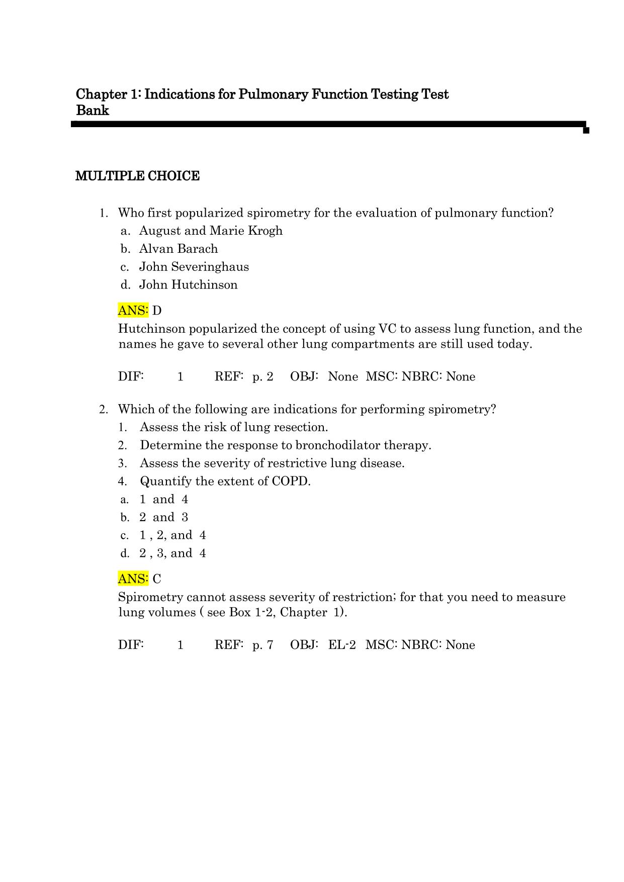 Test Bank For Ruppel's Manual of Pulmonary Function Testing, 12th Edition by Mottram, ISBN:9780323762618