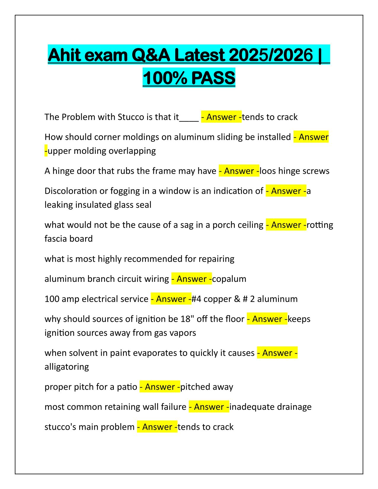 Ahit exam Correctly Answered 2025 Update