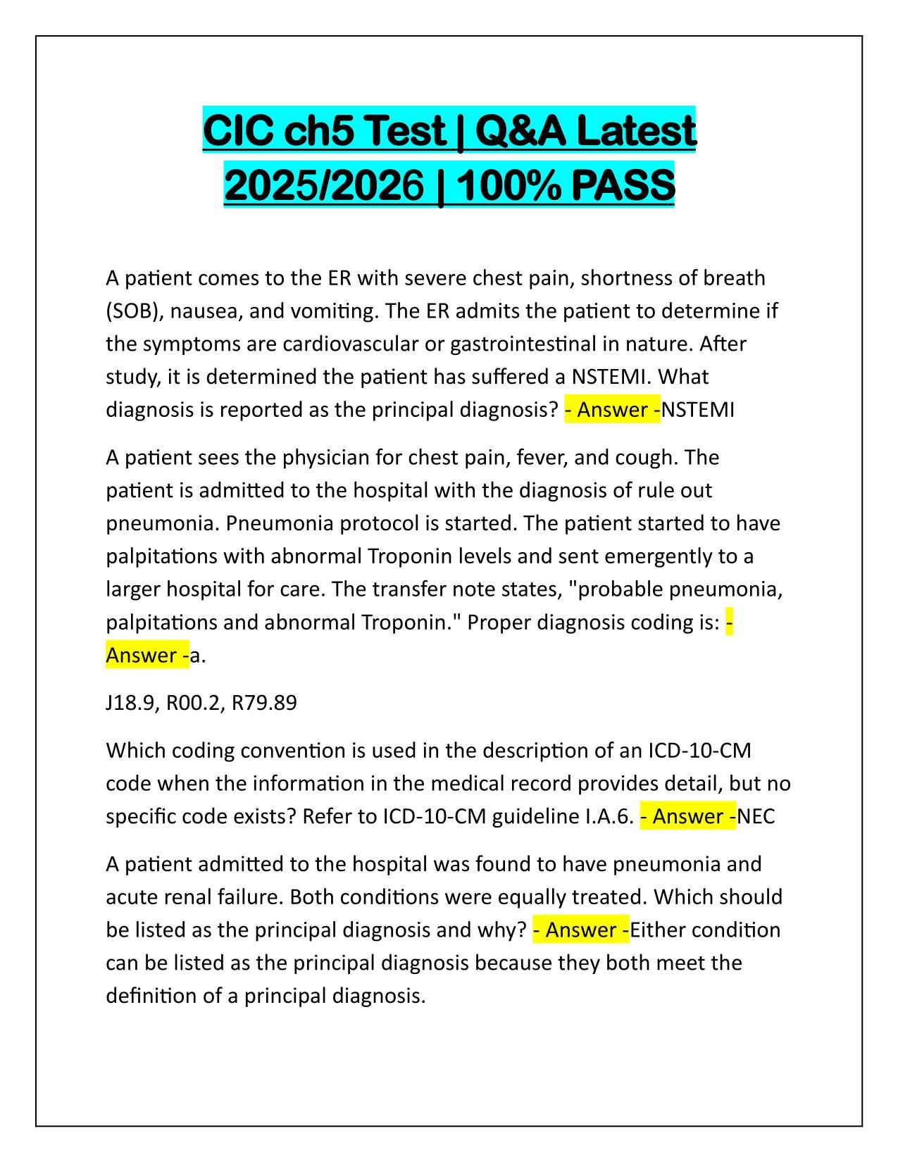 CIC ch5 Test Correctly Answered Latest Update