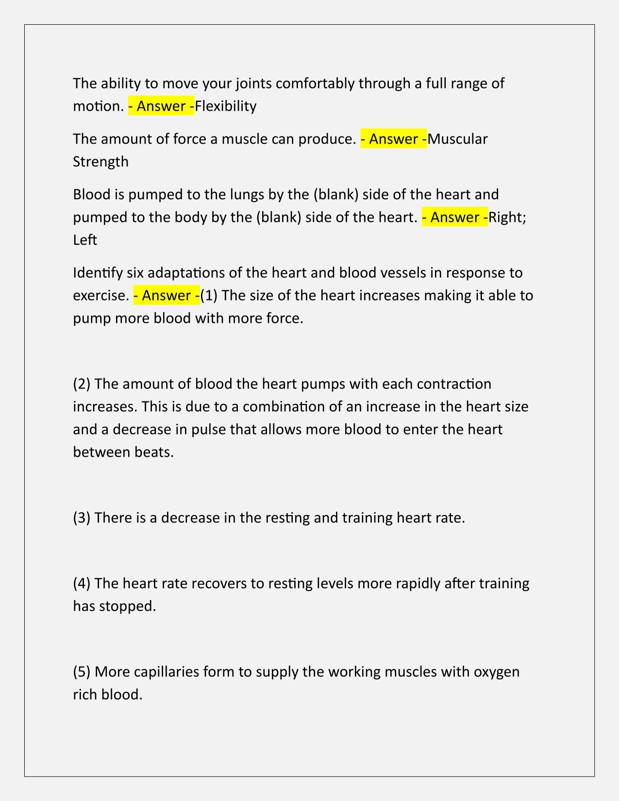 Semper Fit Basic Fitness Course EXAM Q&A Latest Update