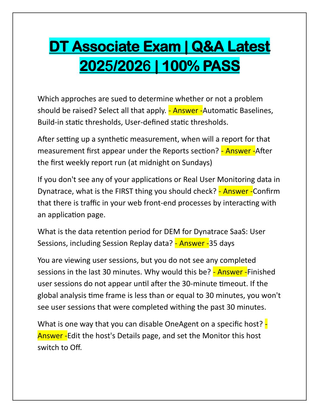 DT Associate Exam Q&A Latest Update