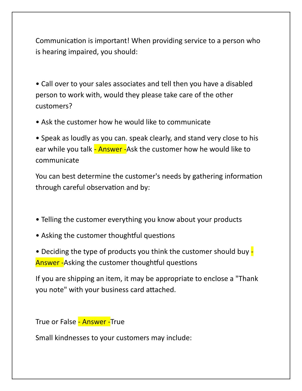 NRF Customer Service Study Guide Part 3 Q&A Latest Update