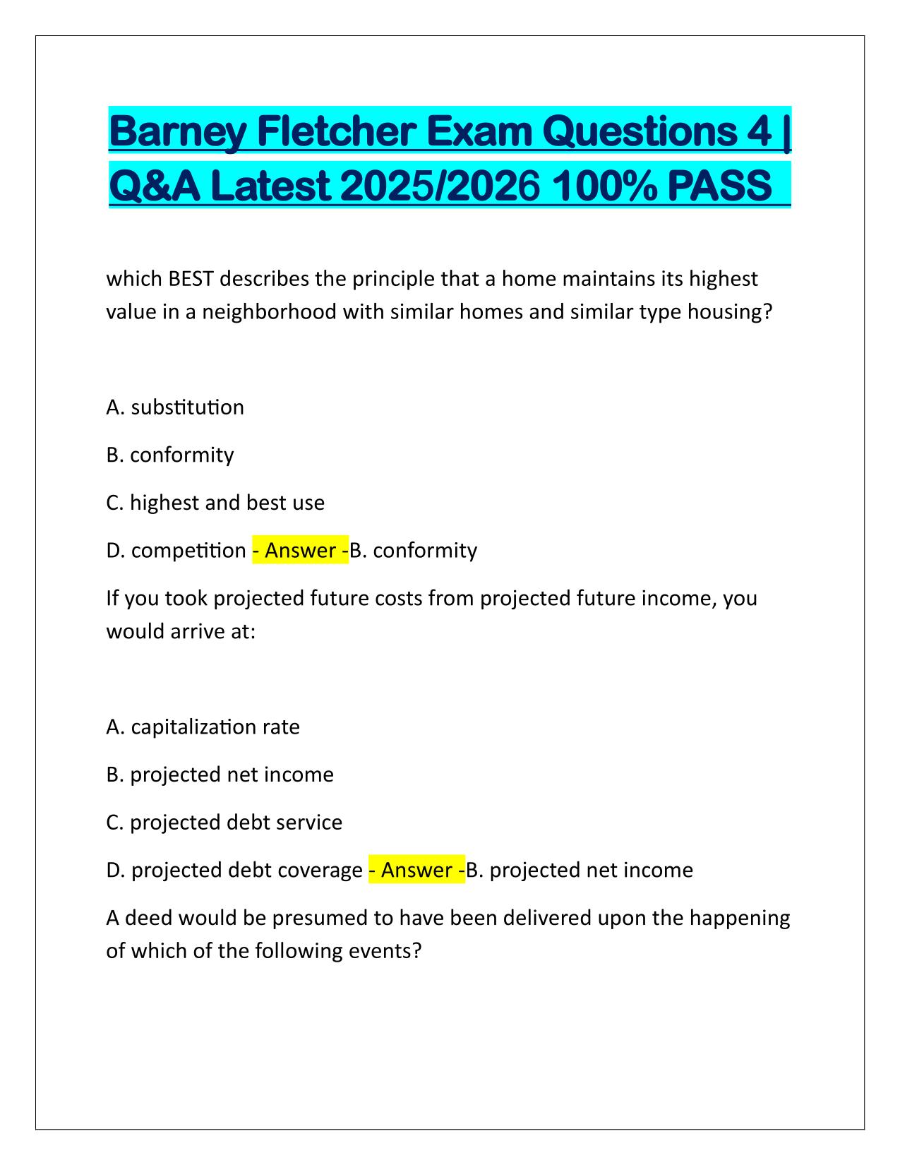 Barney Fletcher Exam Questions 4 with Verified Answers