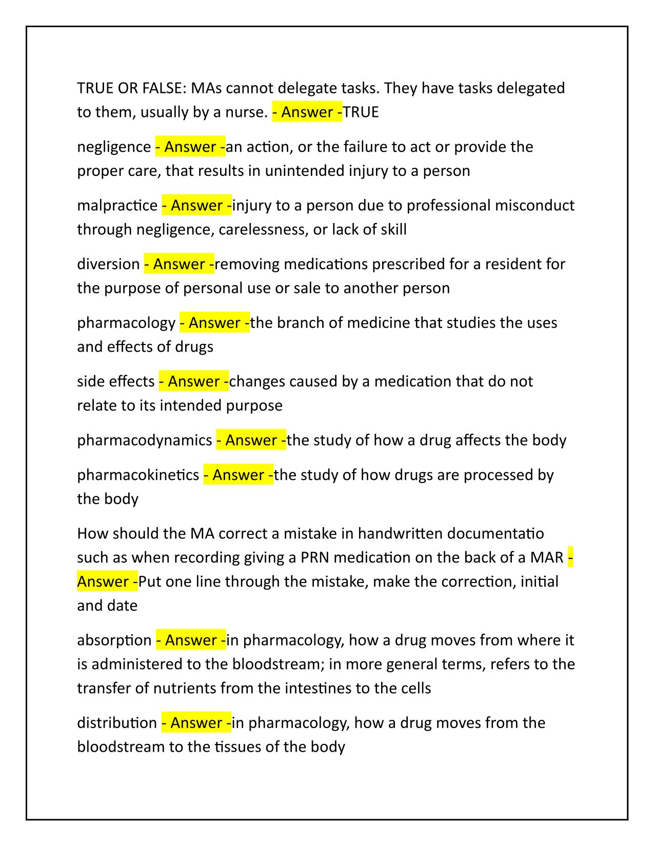 MEDICATION AIDE QUIZ Q&A Latest Update Graded A