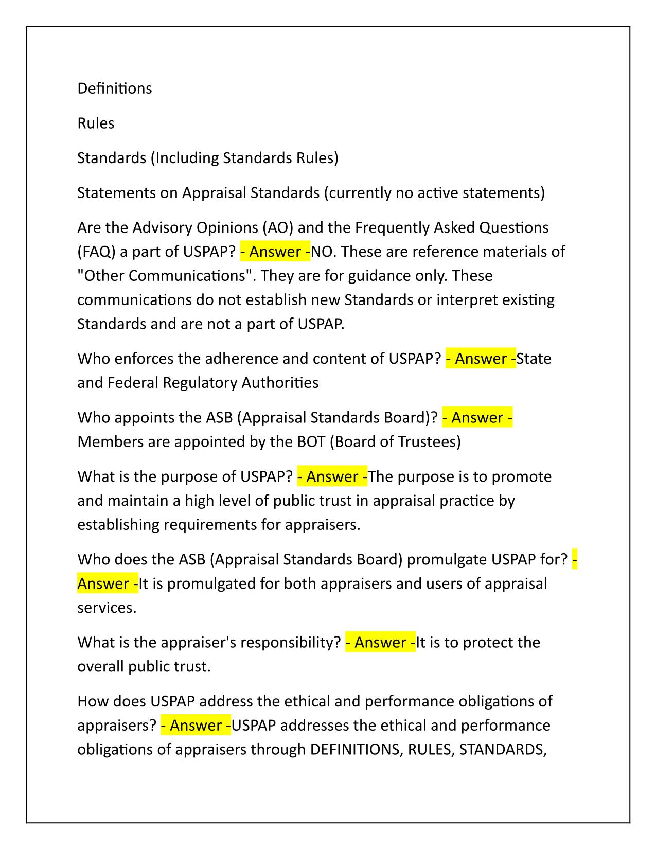 15 HR Course Chapter 1- 9, National USPAP 2025-2026 Q&A Latest Update
